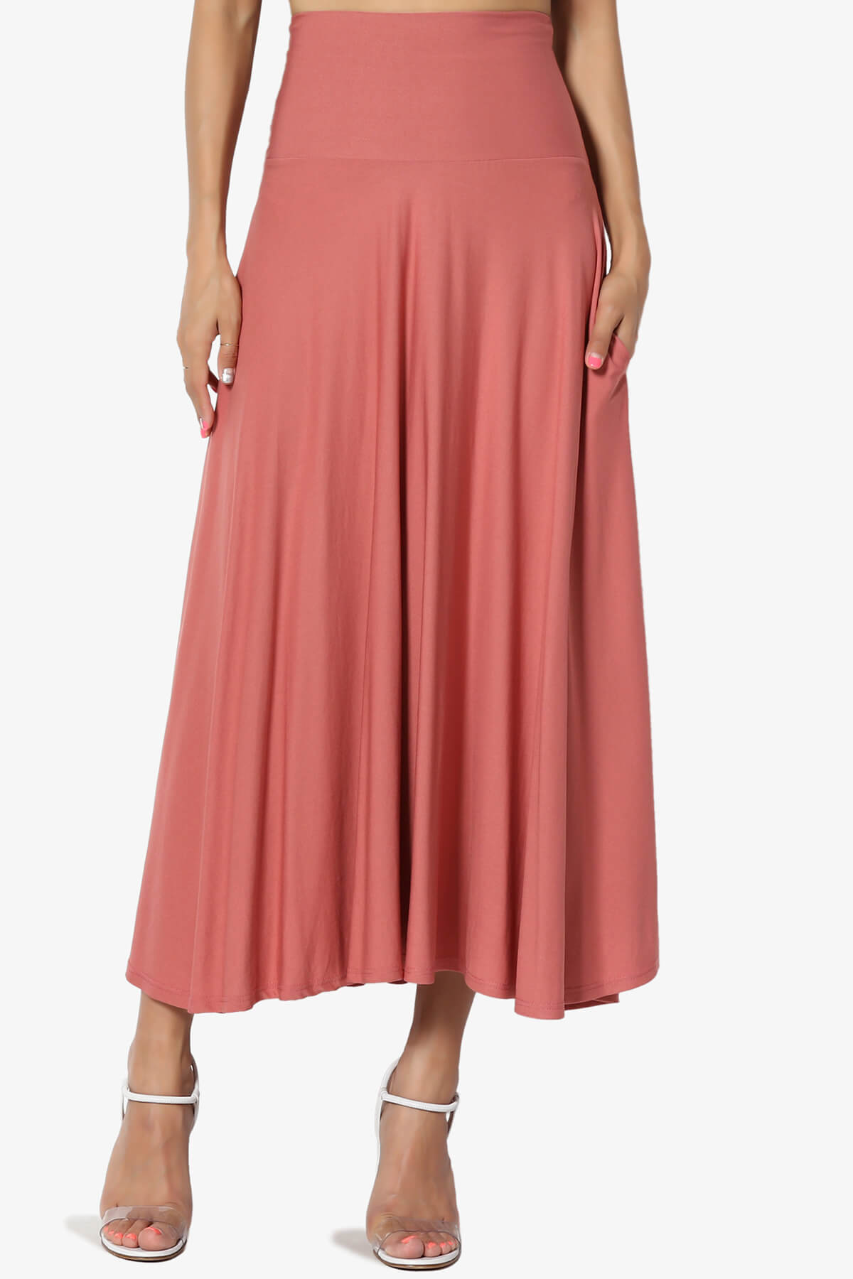 Jubilant Pocket Swing Midi Skirt MARSALA_1