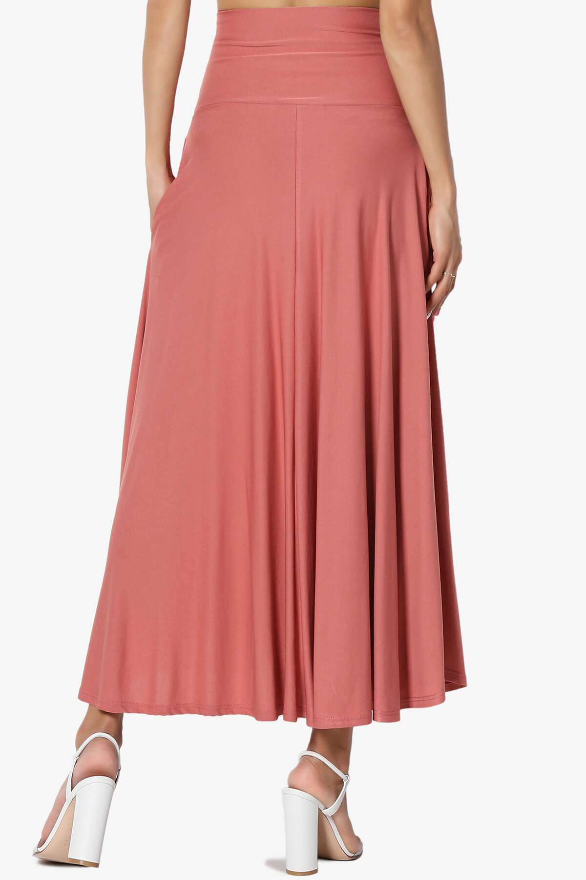 Jubilant Pocket Swing Midi Skirt MARSALA_2