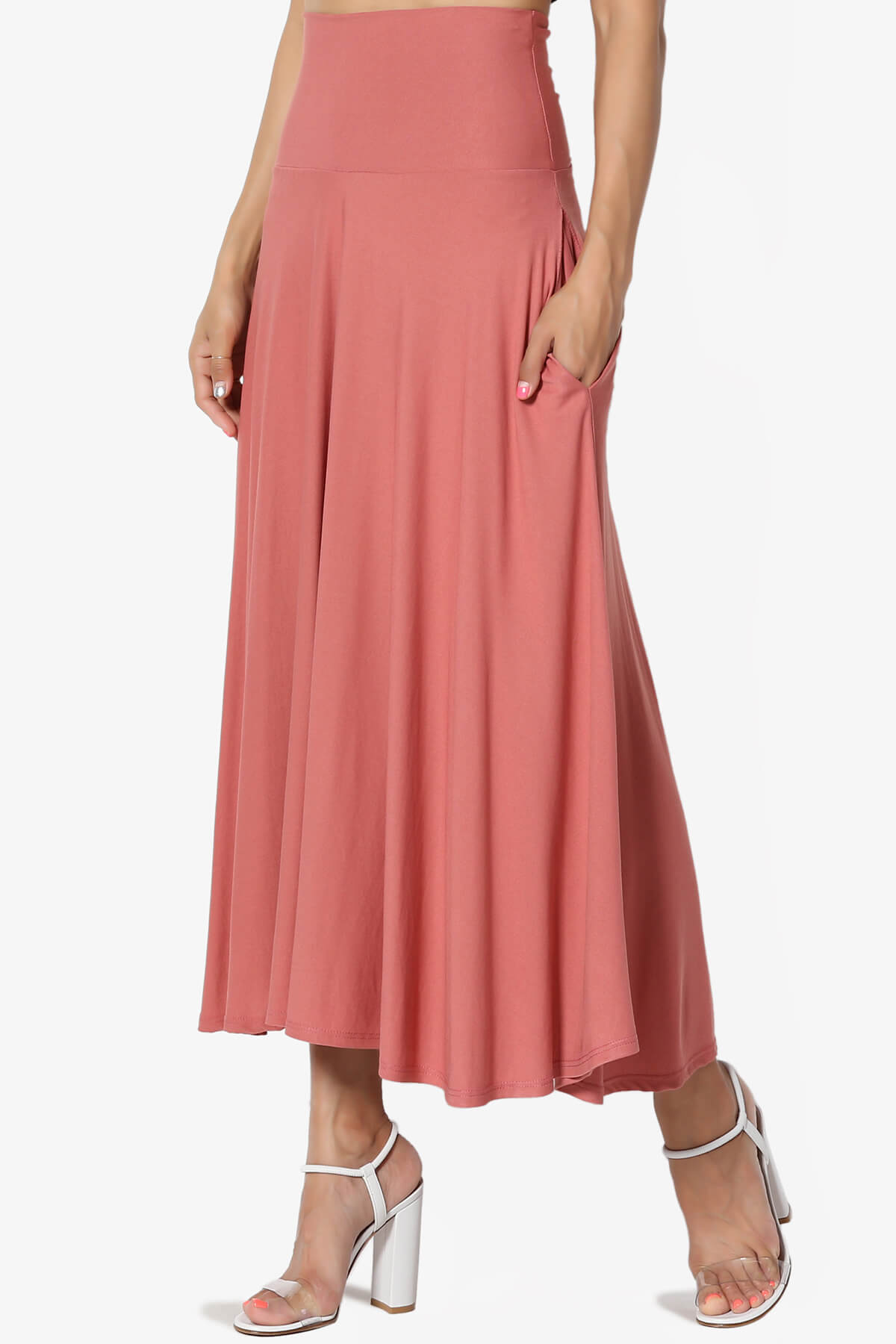 Jubilant Pocket Swing Midi Skirt MARSALA_3
