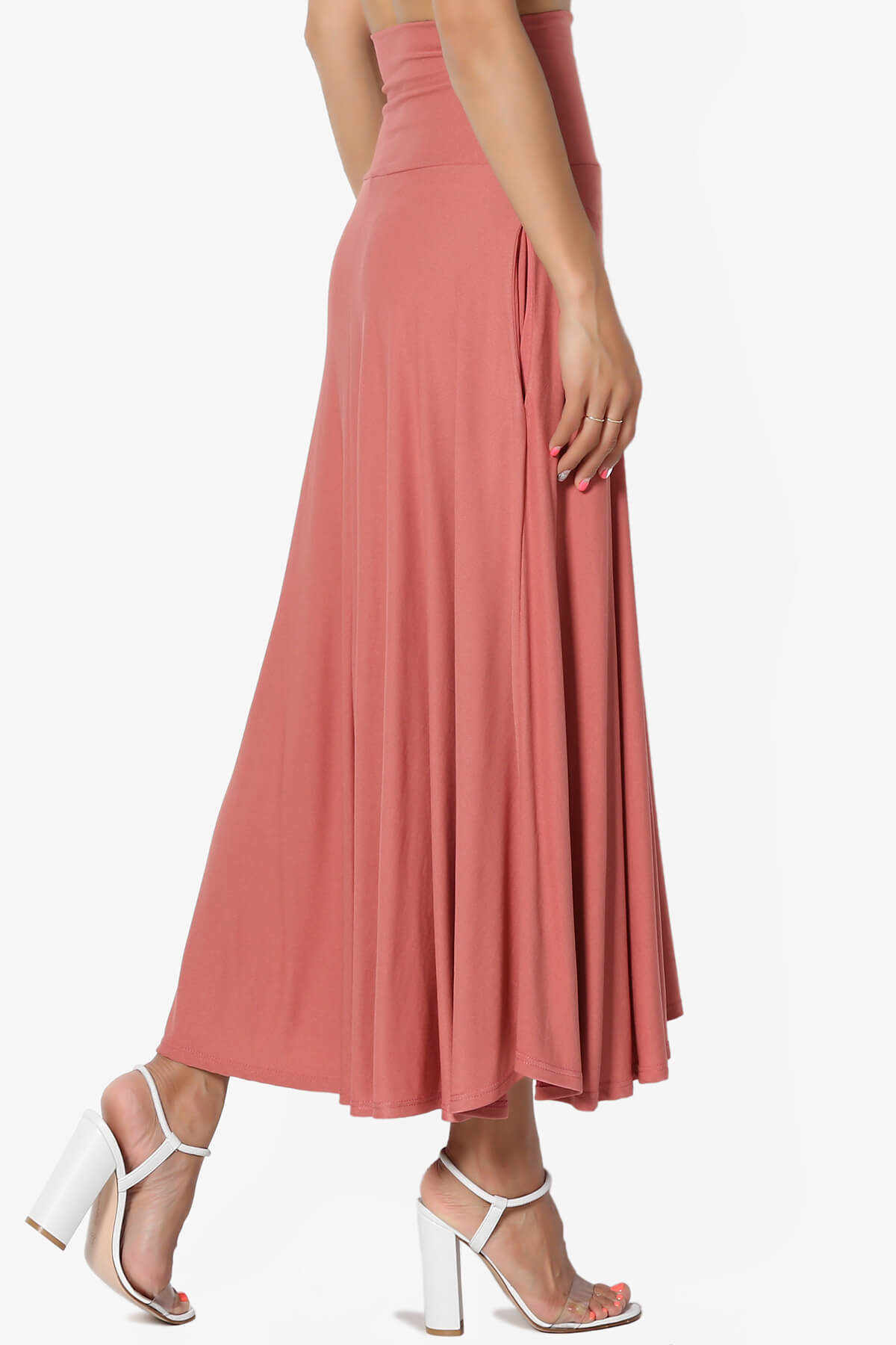 Jubilant Pocket Swing Midi Skirt MARSALA_4