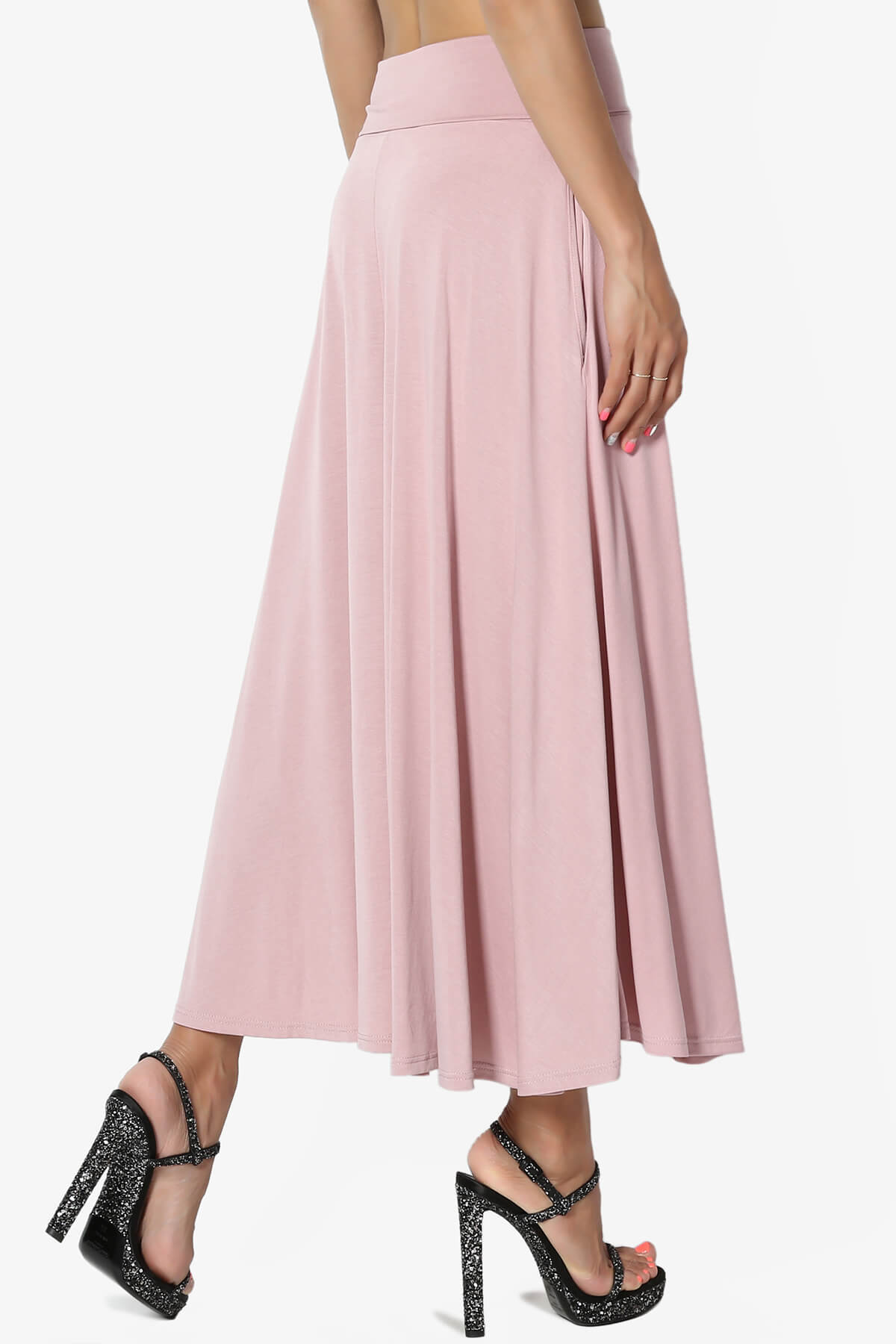 Jubilant Pocket Swing Midi Skirt MAUVE_4