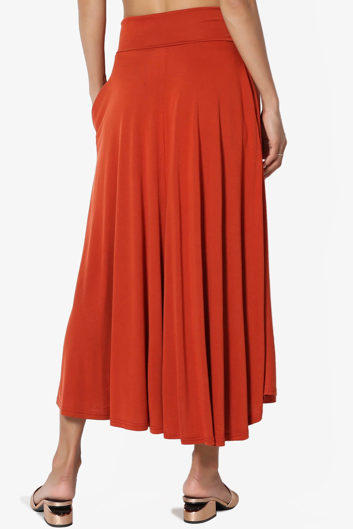 Jubilant Pocket Swing Midi Skirt RUST_2