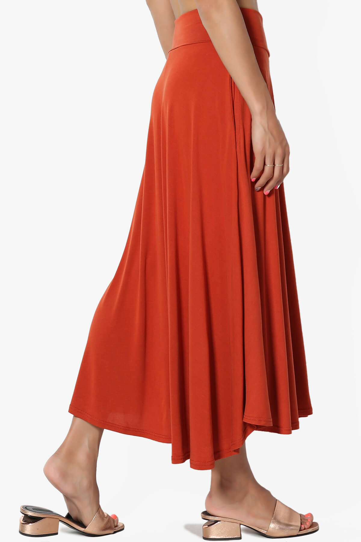 Jubilant Pocket Swing Midi Skirt RUST_4