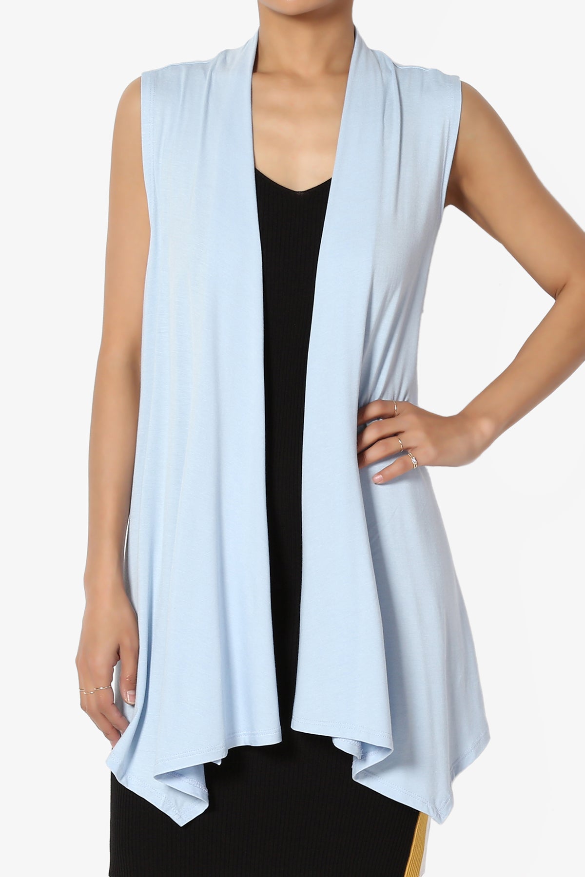 Danna Draped Jersey Vest ASH BLUE_1