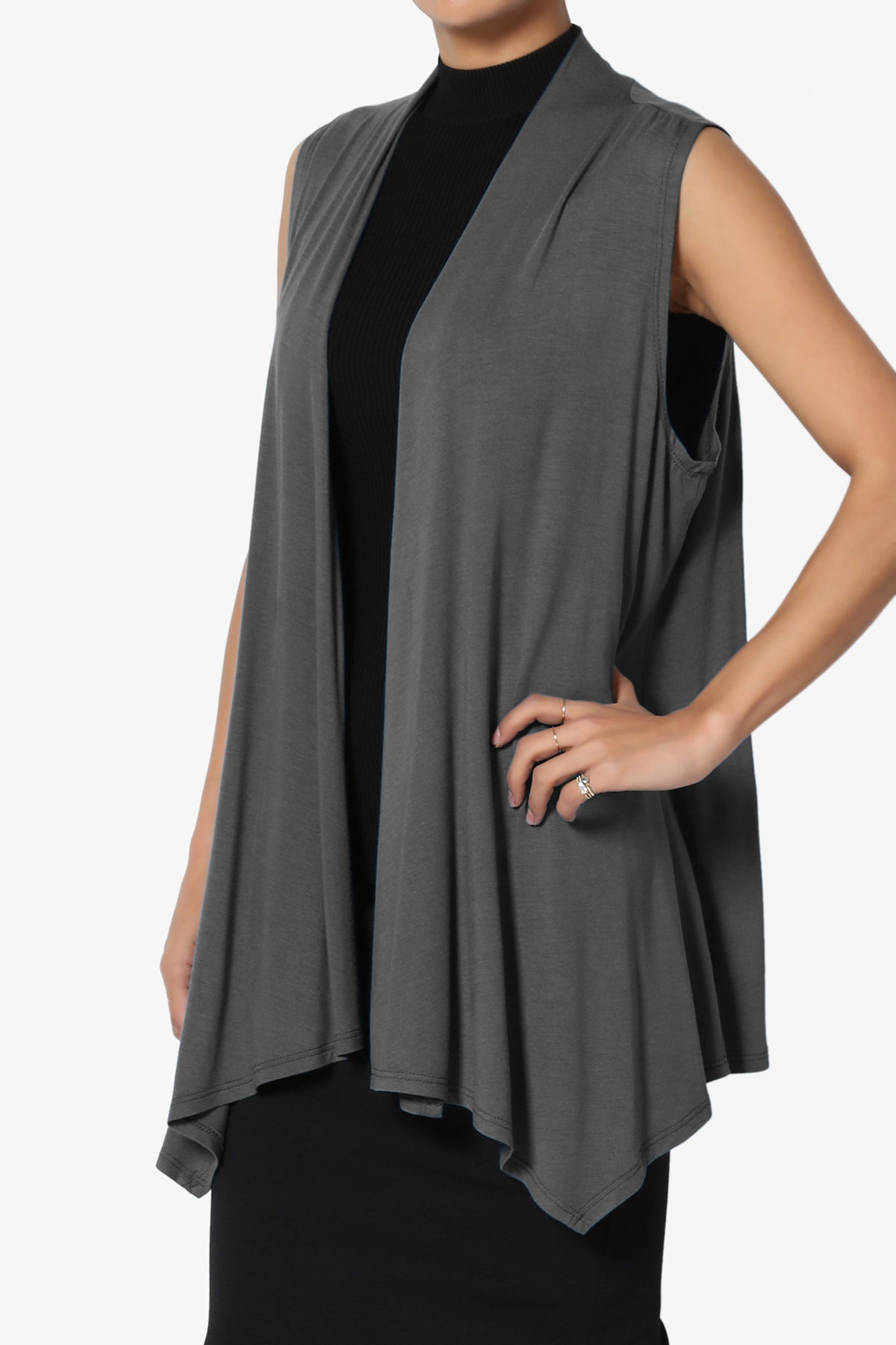 Danna Draped Jersey Vest ASH GREY_3