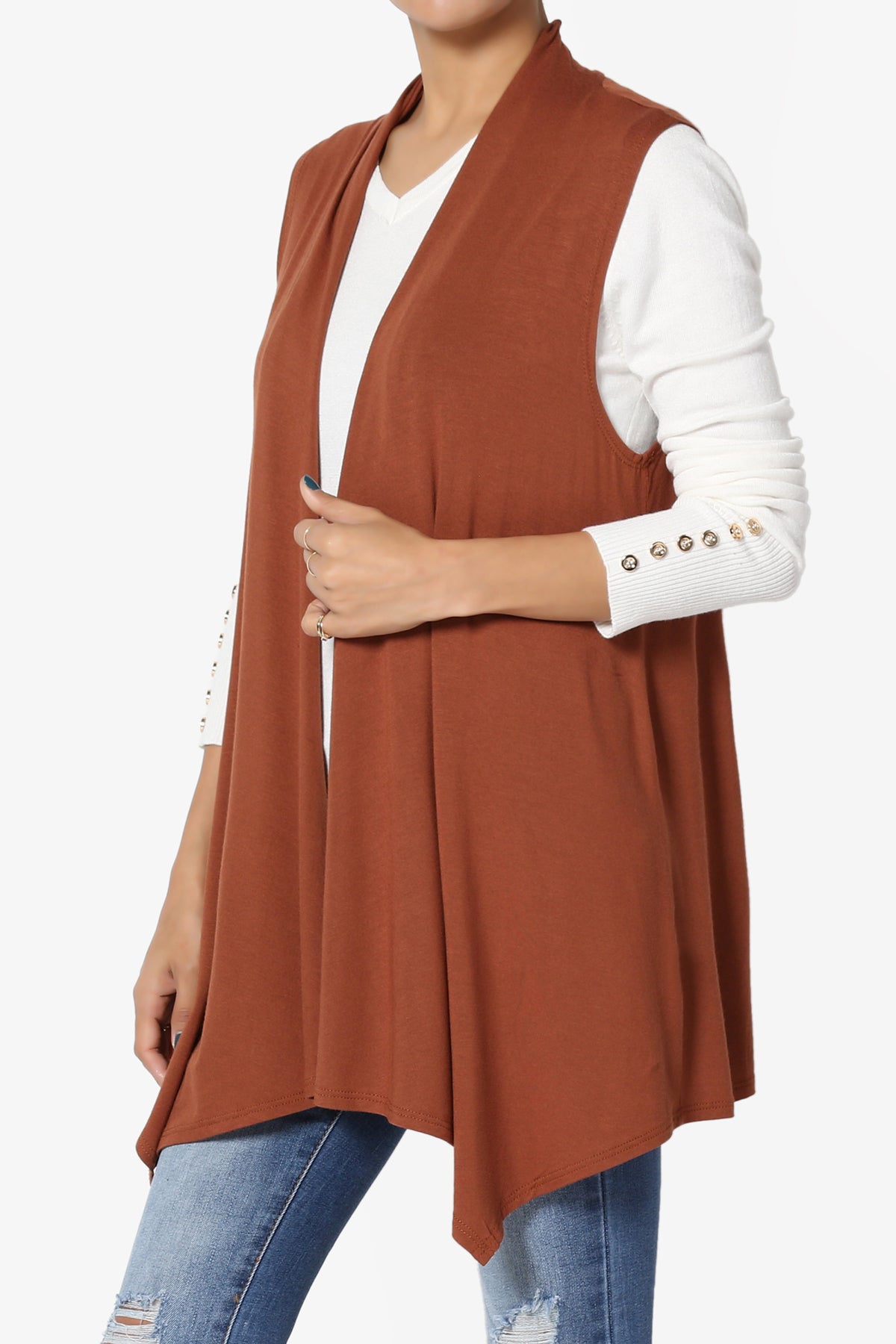 Danna Draped Jersey Vest CAMEL_3