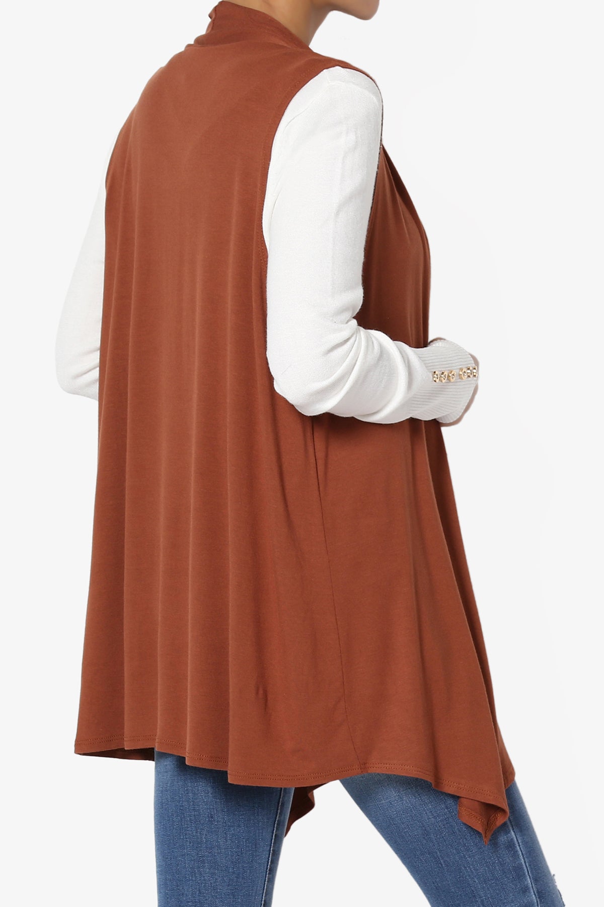 Danna Draped Jersey Vest CAMEL_4