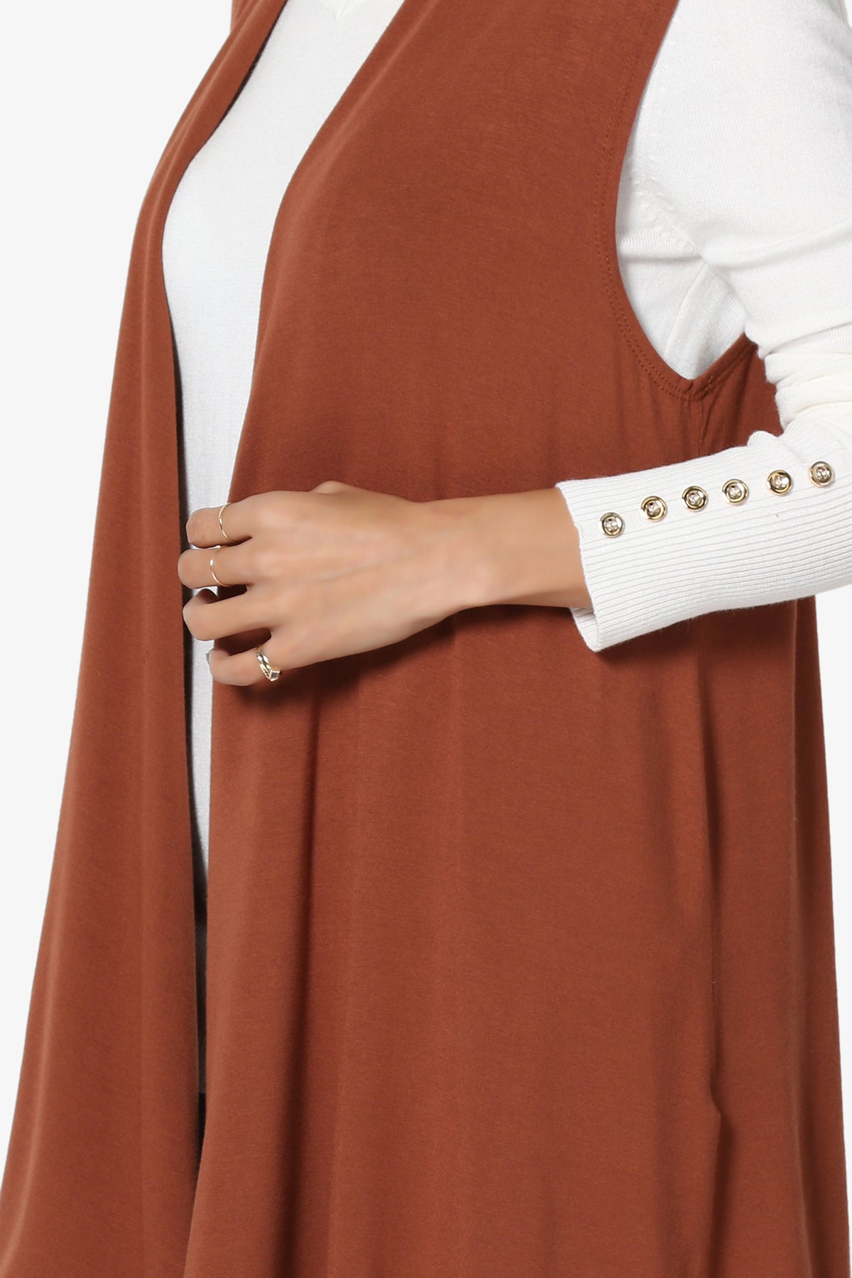 Danna Draped Jersey Vest CAMEL_5