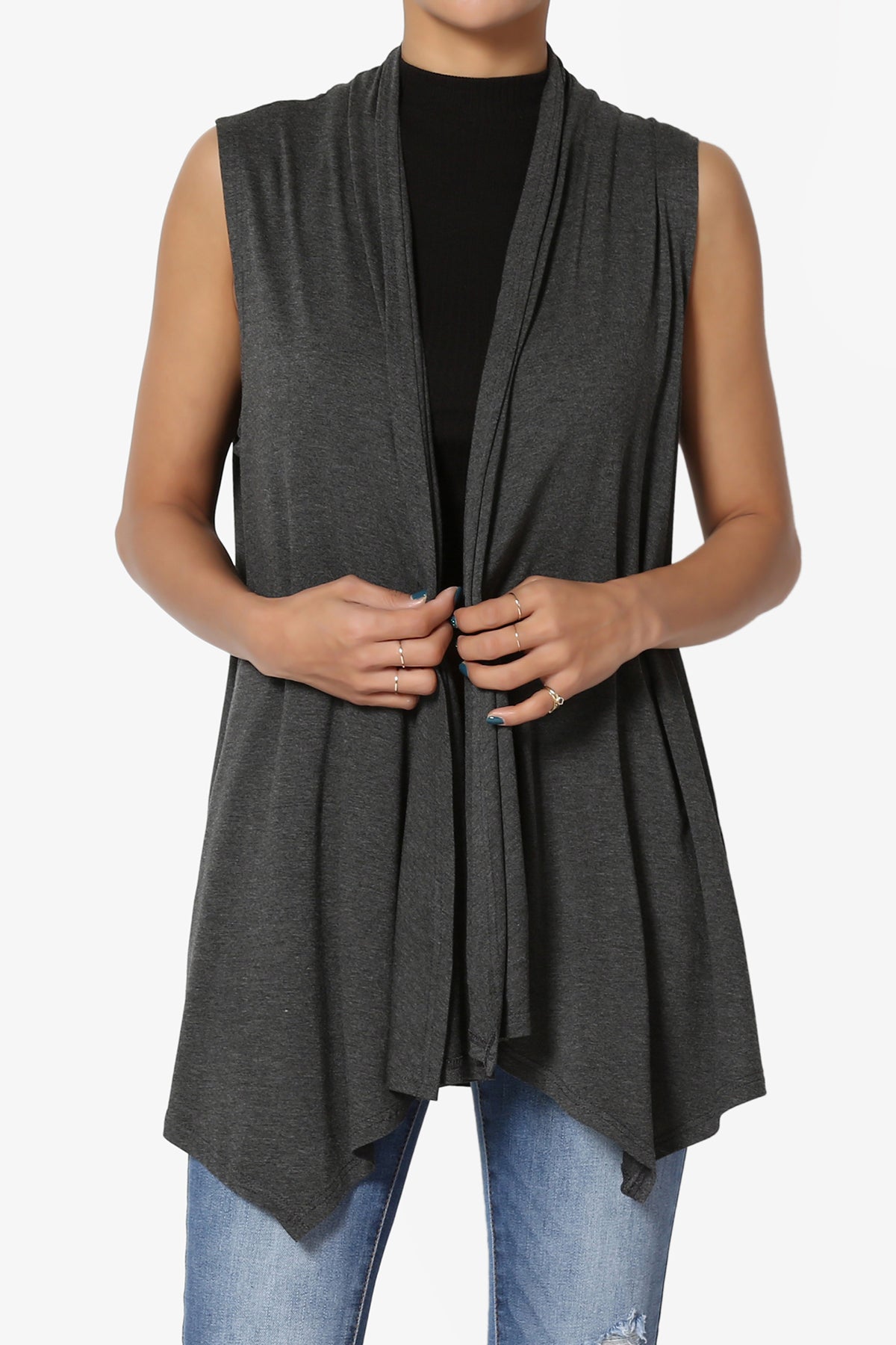Danna Draped Jersey Vest CHARCOAL_1