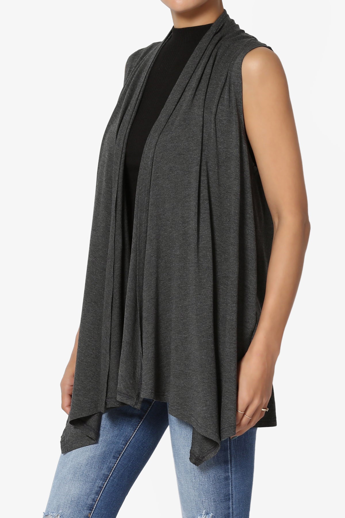 Danna Draped Jersey Vest CHARCOAL_3