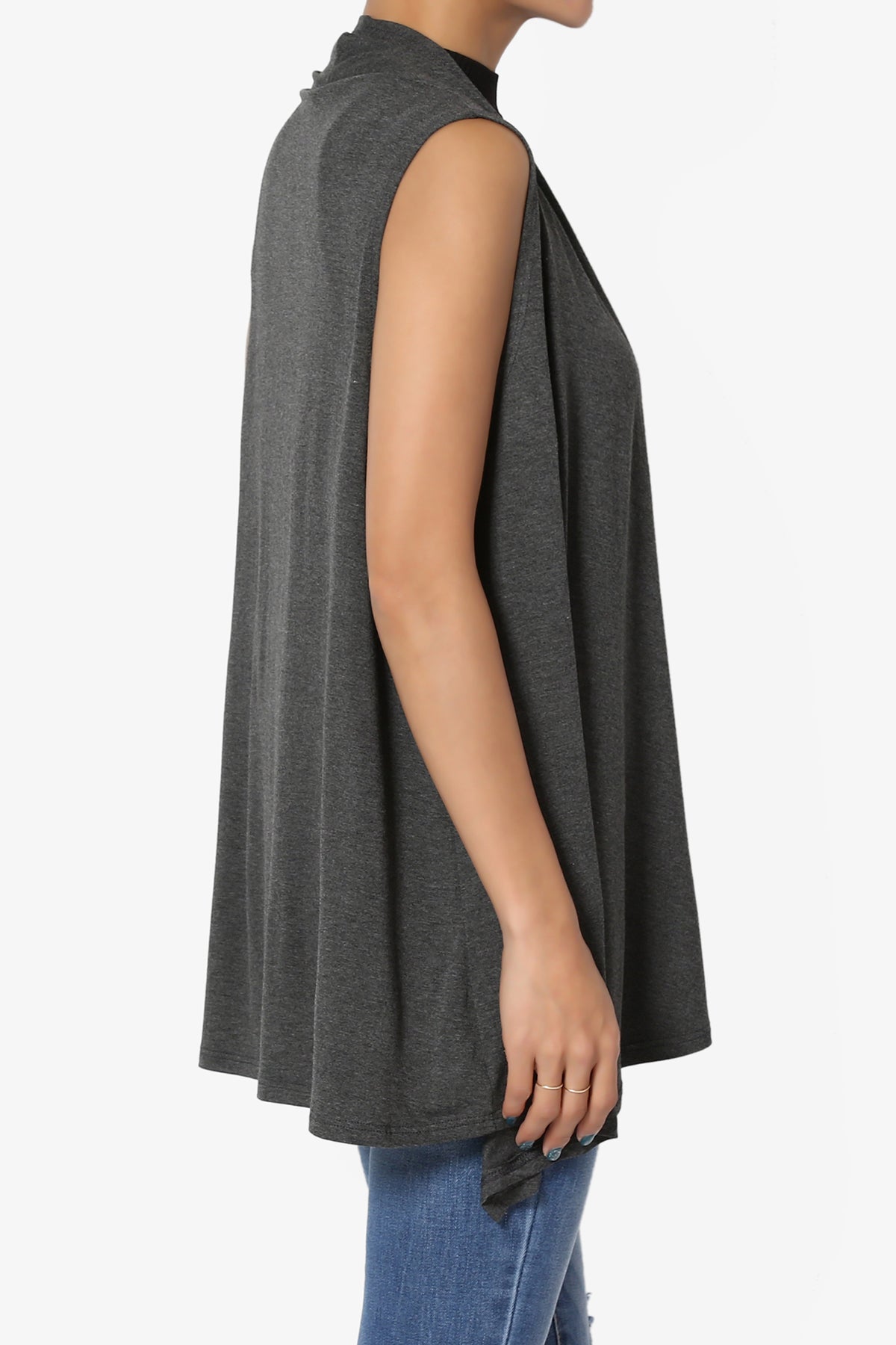 Danna Draped Jersey Vest CHARCOAL_4