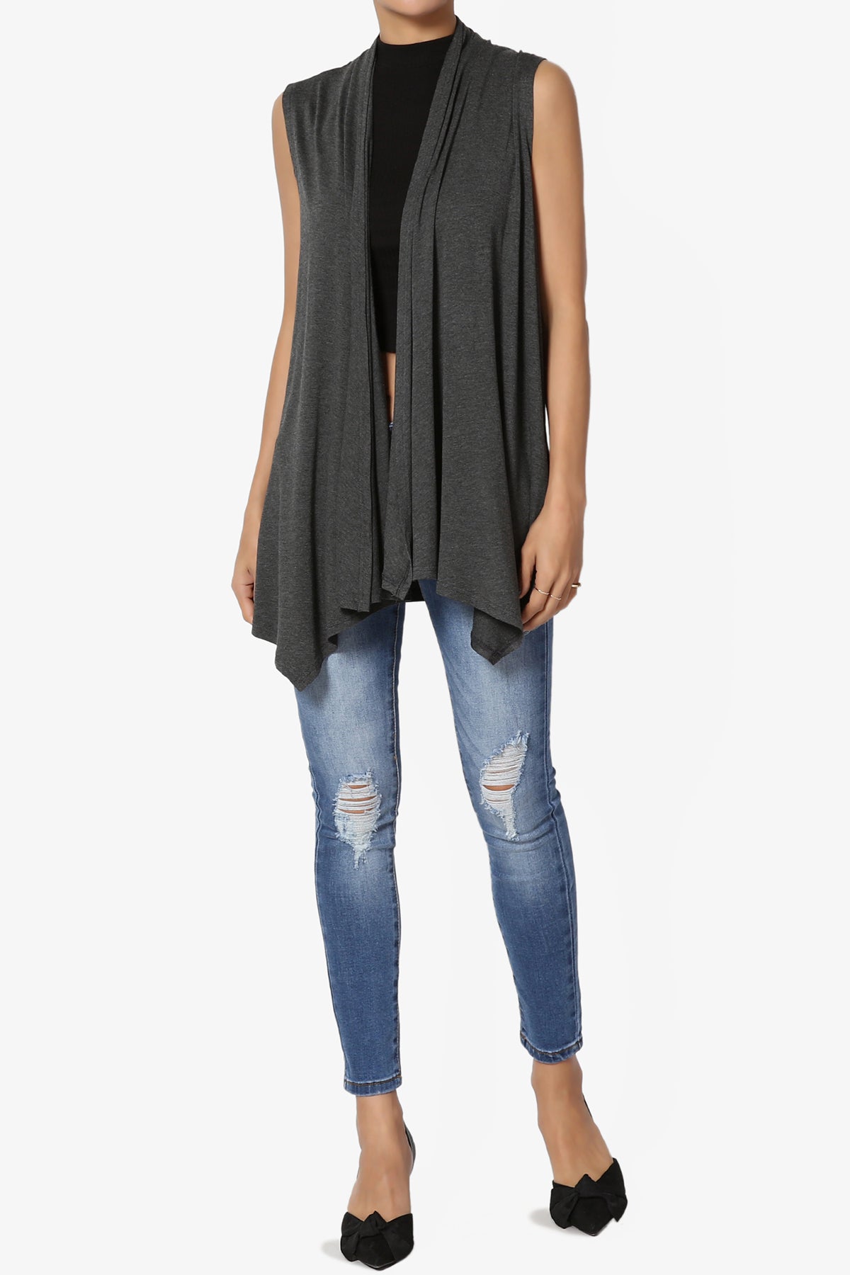 Danna Draped Jersey Vest CHARCOAL_6