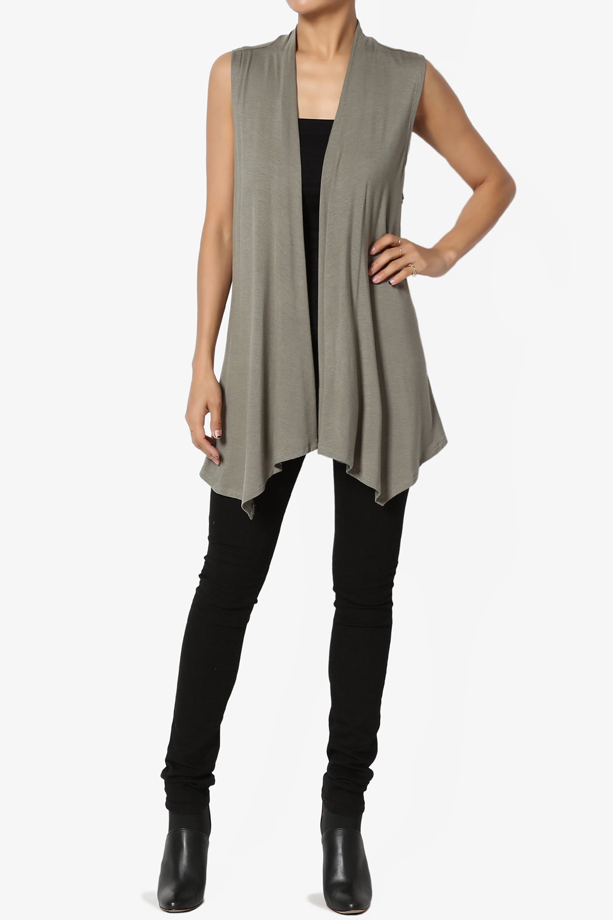 Danna Draped Jersey Vest DUSTY OLIVE_6