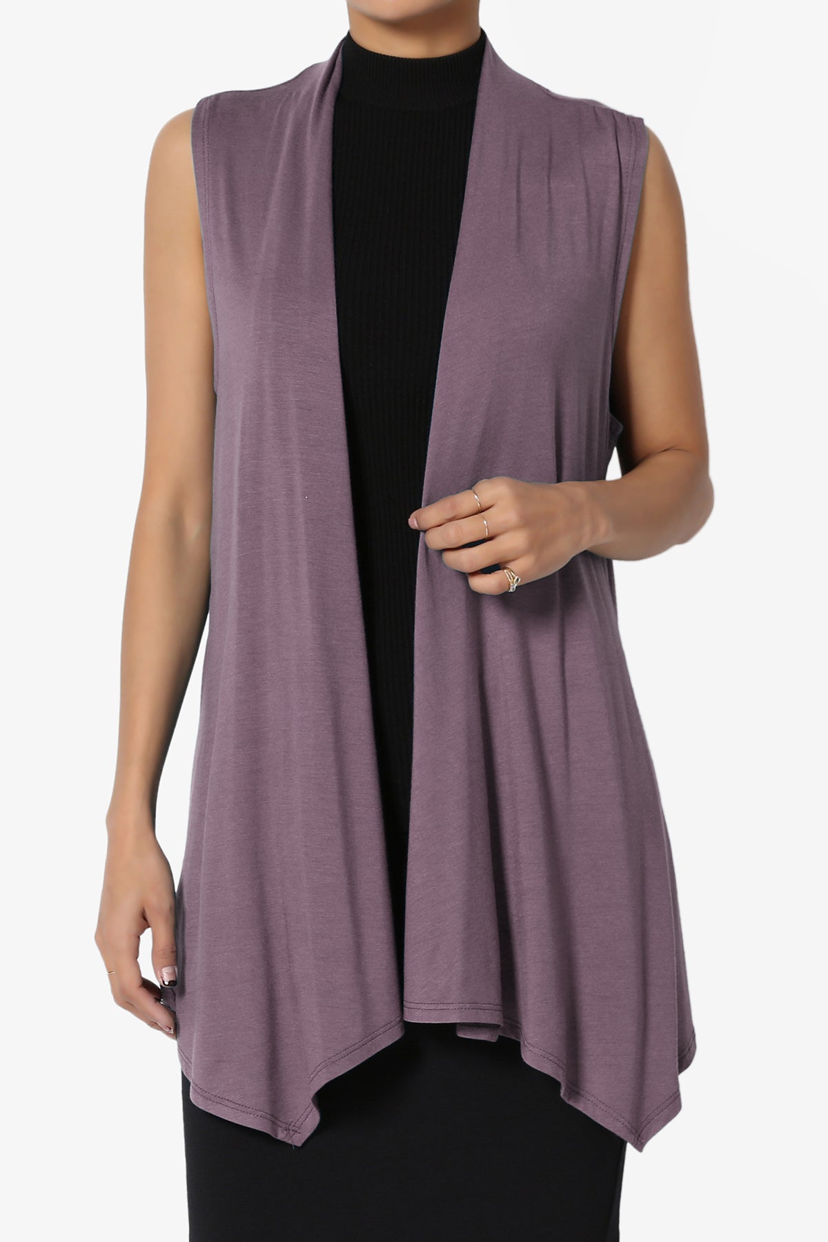 Danna Draped Jersey Vest DUSTY PLUM_1