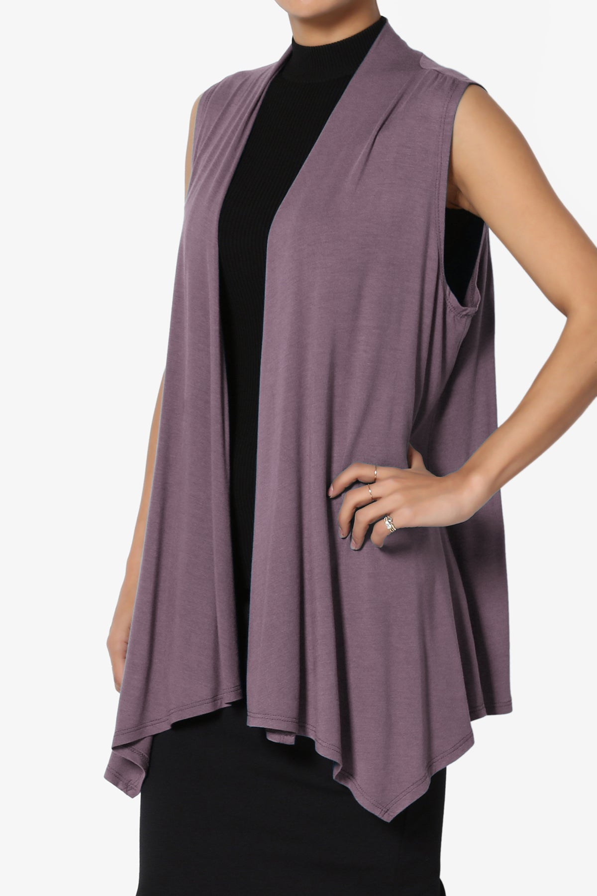 Danna Draped Jersey Vest DUSTY PLUM_3