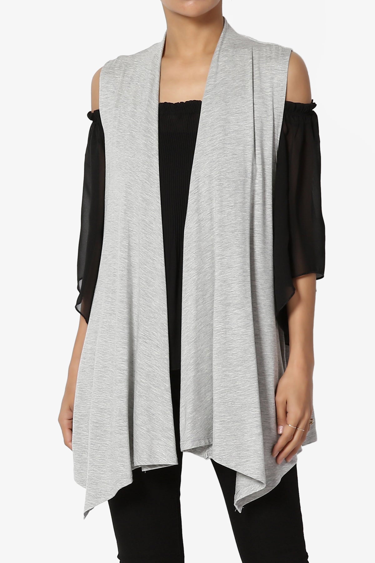 Danna Draped Jersey Vest HEATHER GREY_1