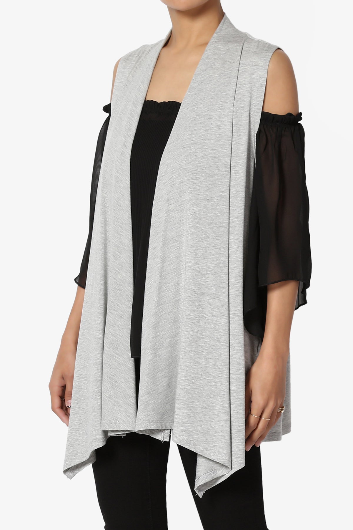 Danna Draped Jersey Vest HEATHER GREY_3
