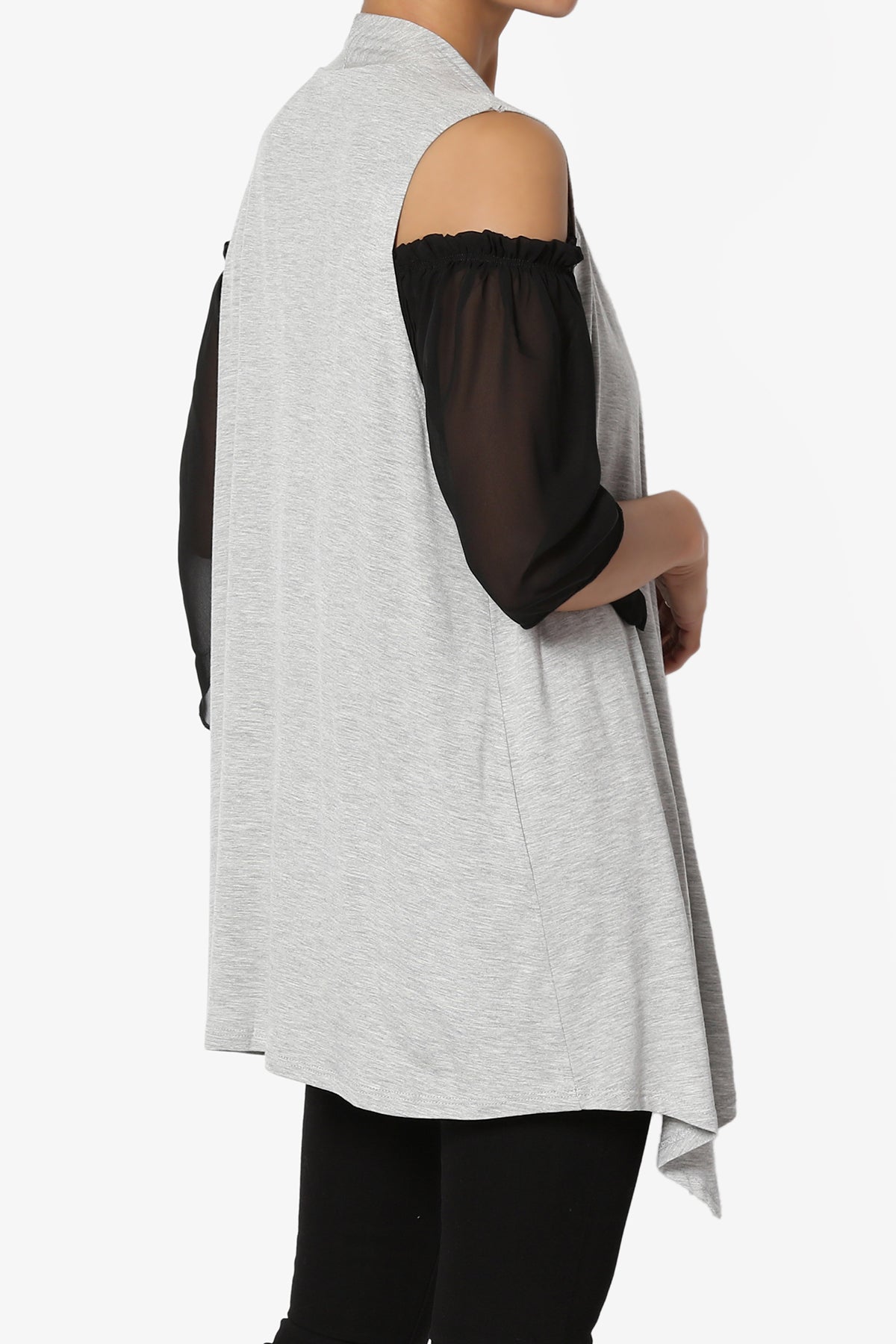 Danna Draped Jersey Vest HEATHER GREY_4