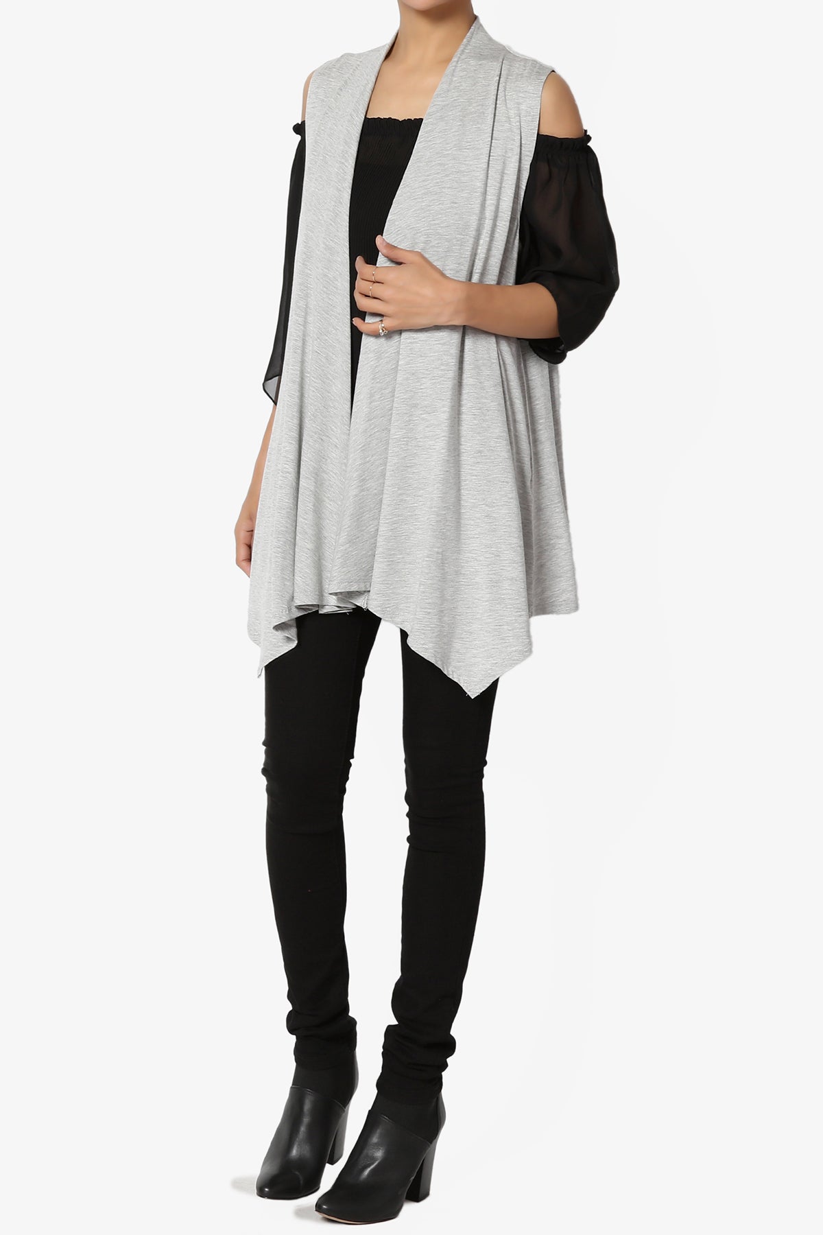 Danna Draped Jersey Vest HEATHER GREY_6