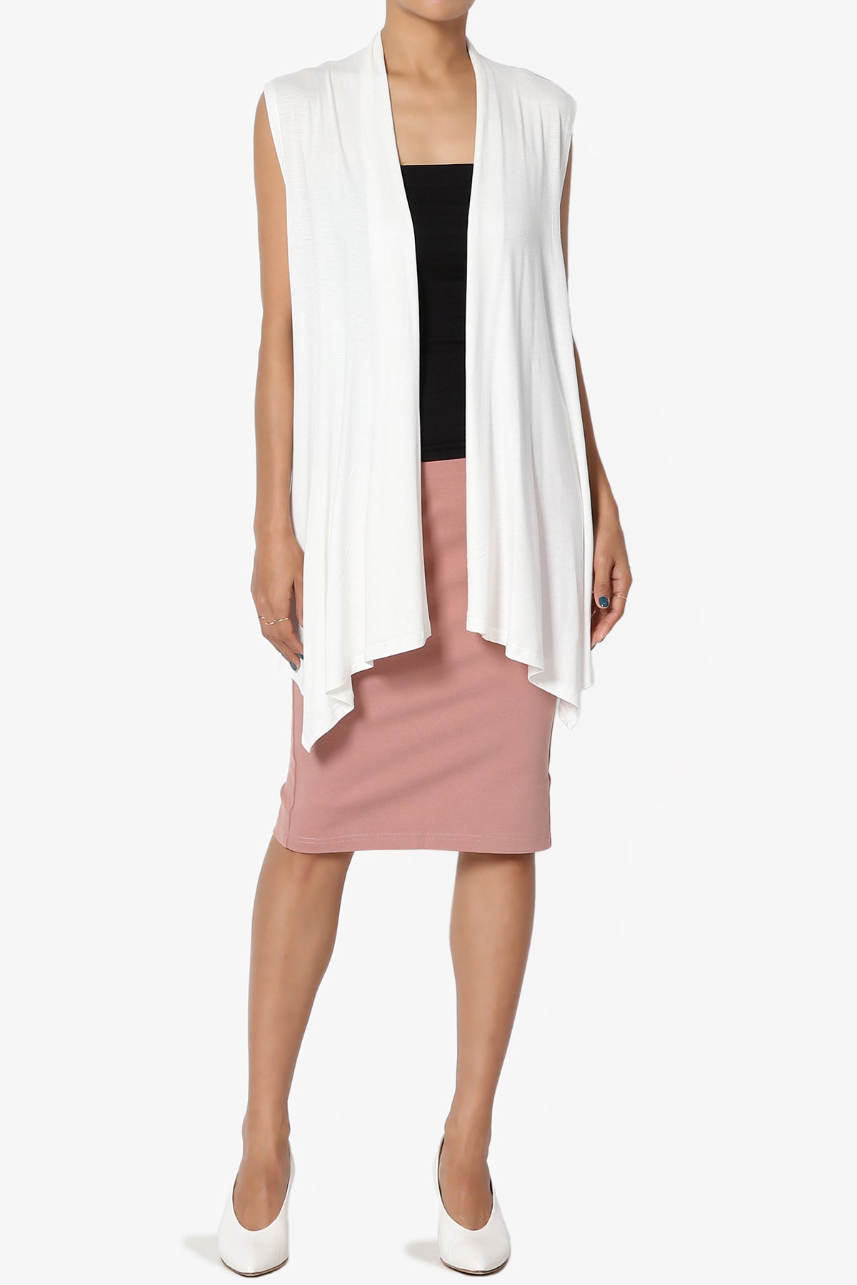 Danna Draped Jersey Vest IVORY_6