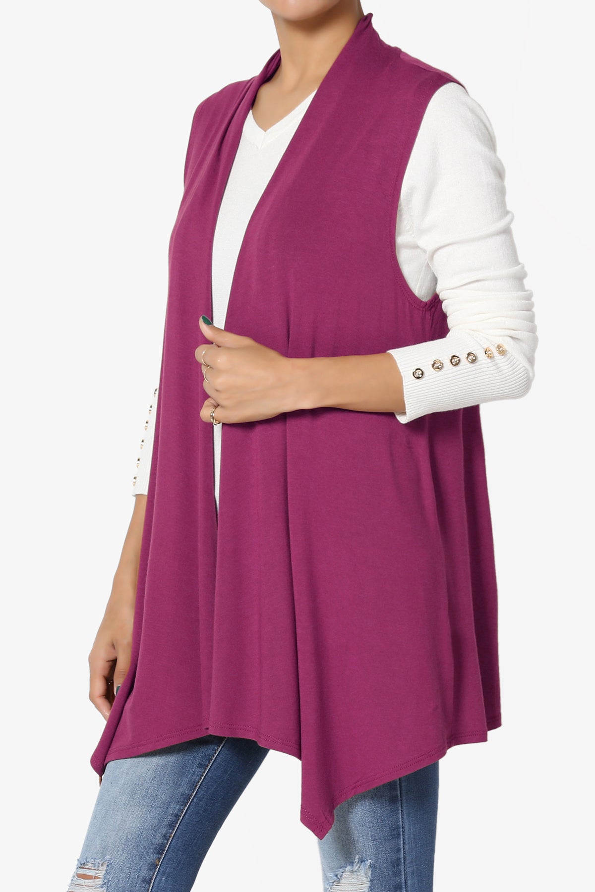 Danna Draped Jersey Vest MAGENTA_3