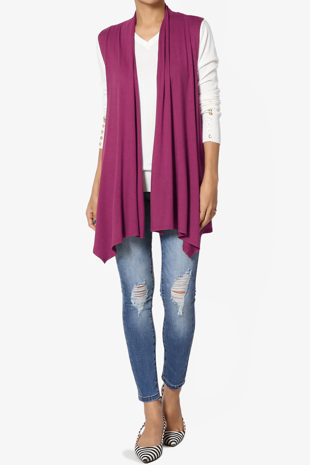 Danna Draped Jersey Vest MAGENTA_6