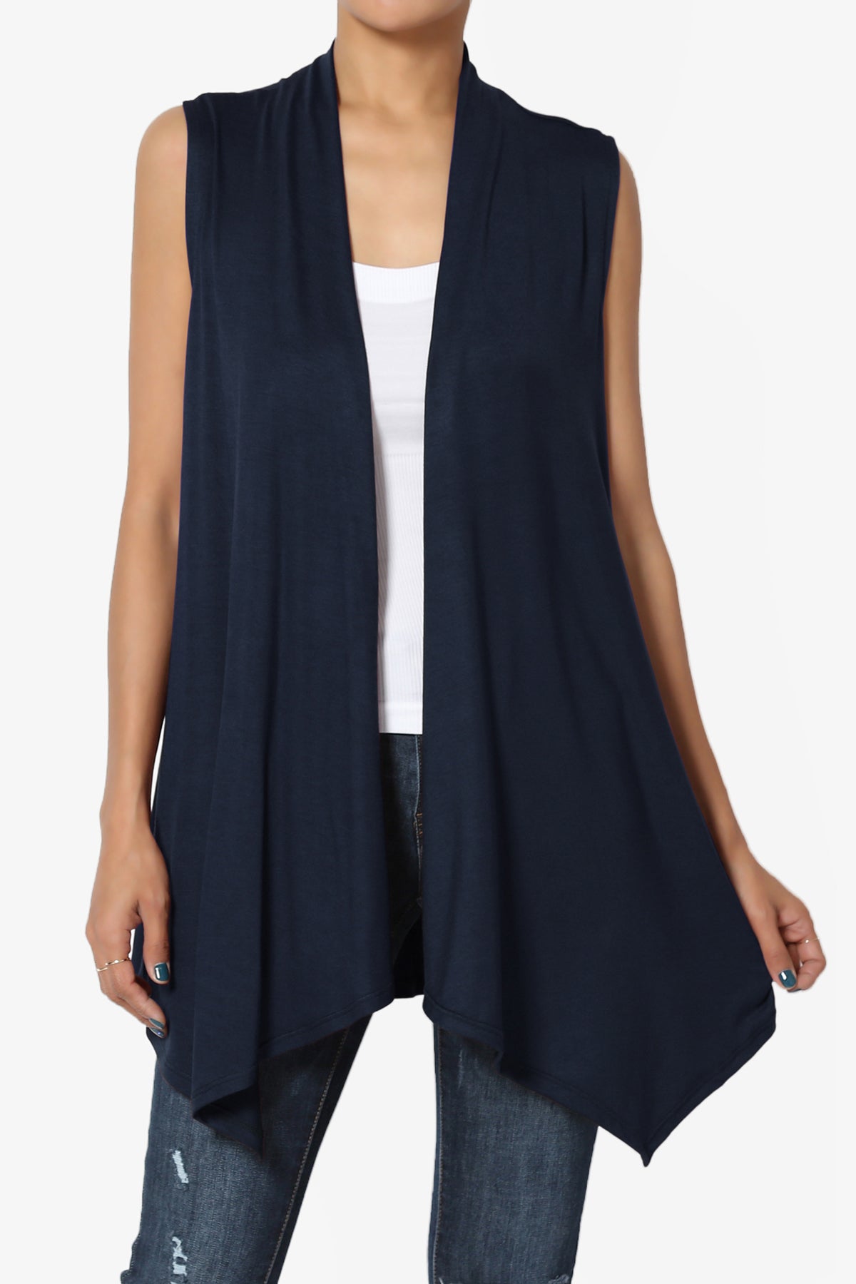 Danna Draped Jersey Vest NAVY_1