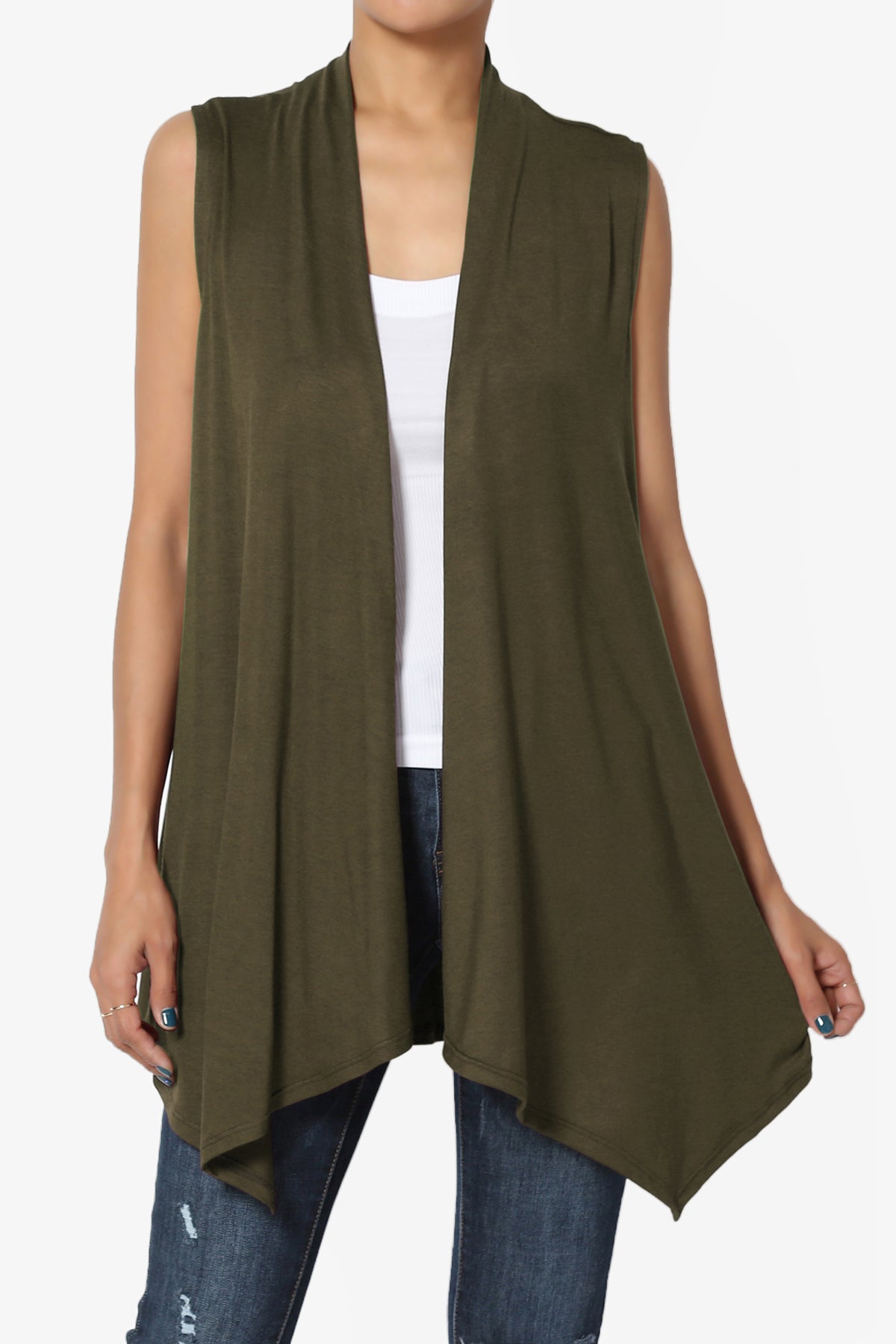 Danna Draped Jersey Vest OLIVE_1