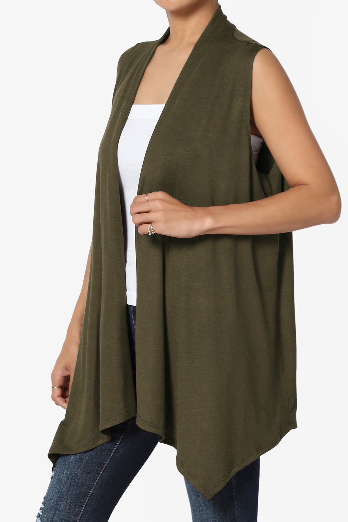 Danna Draped Jersey Vest OLIVE_3