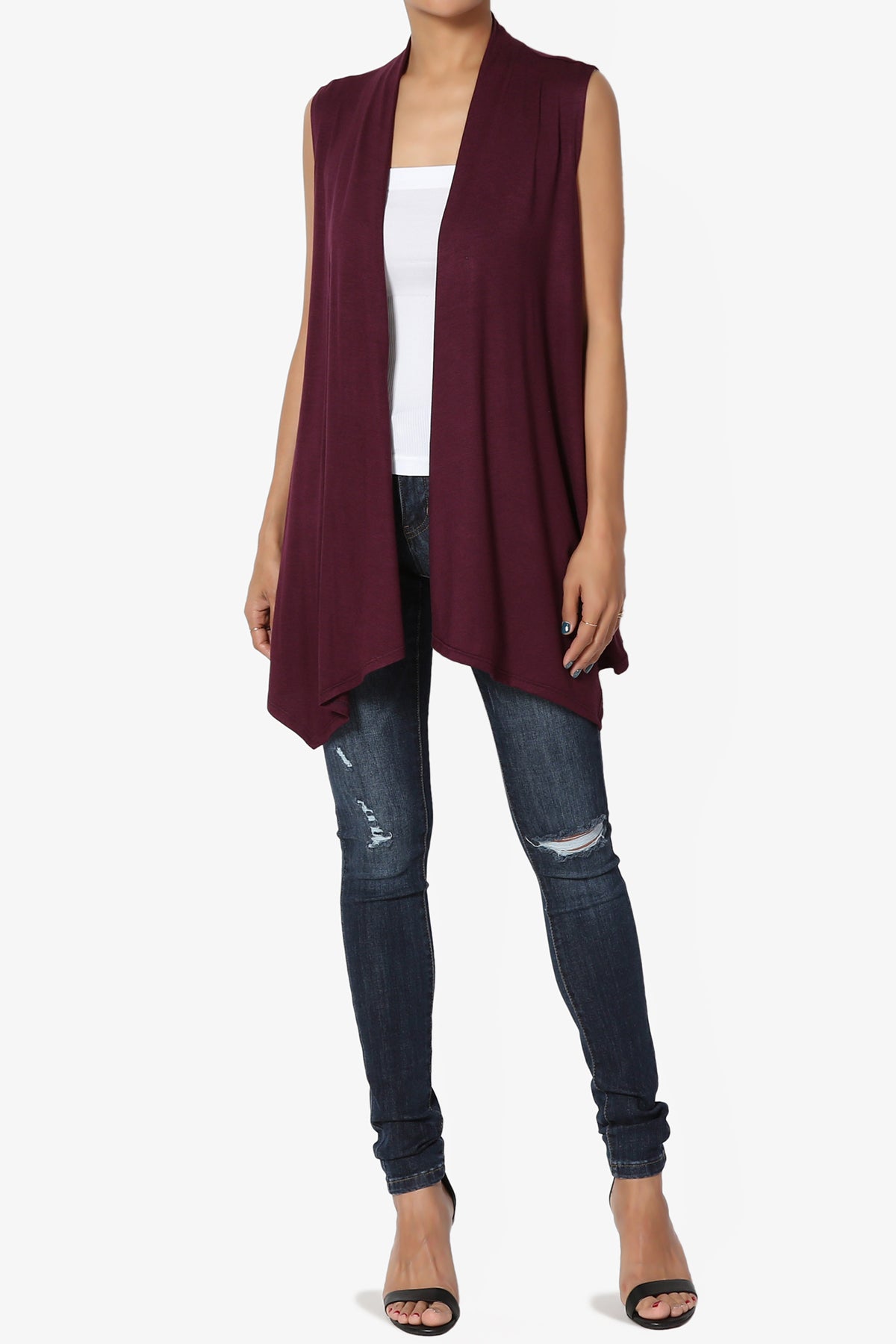 Danna Draped Jersey Vest PLUM_6