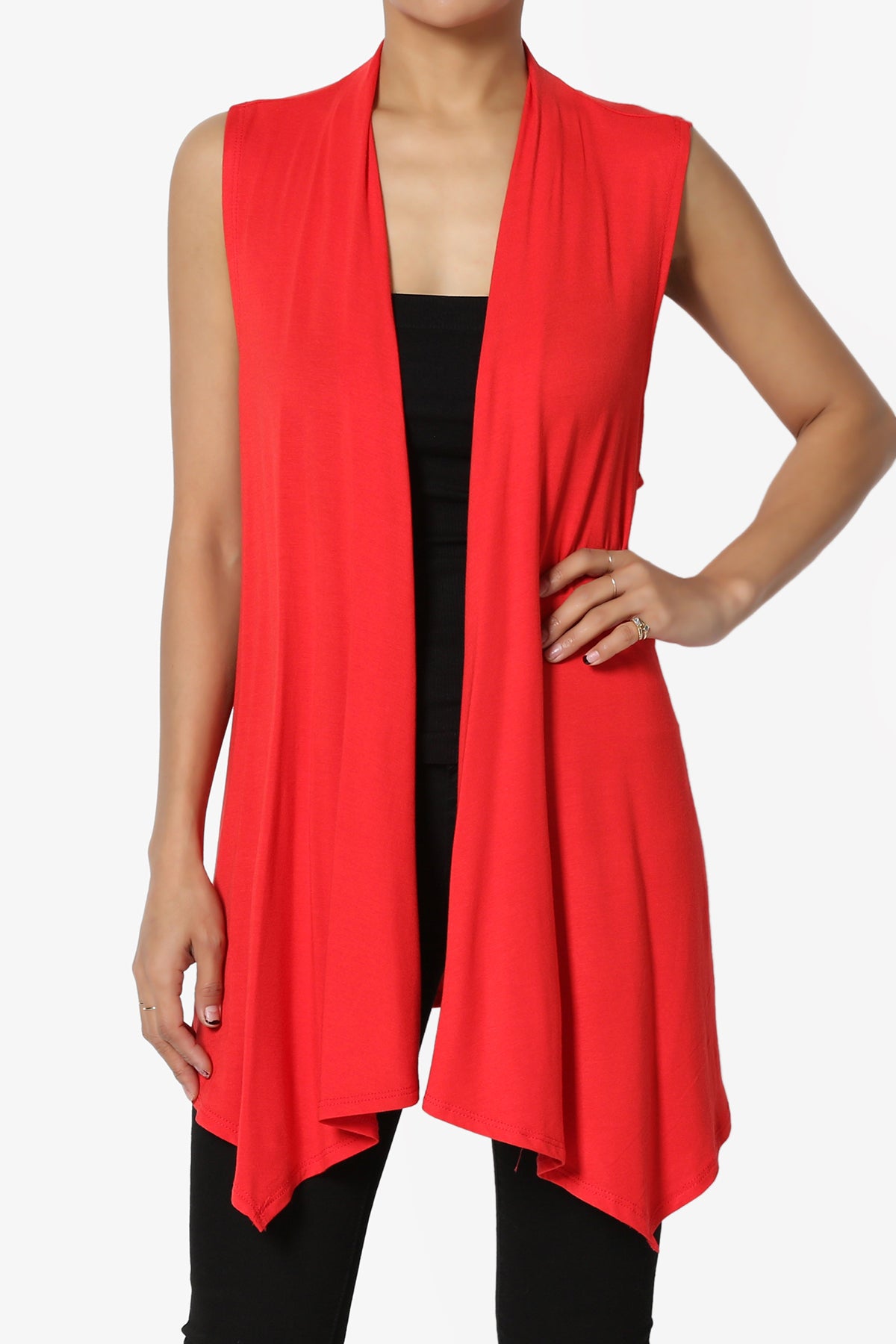 Danna Draped Jersey Vest RED_1