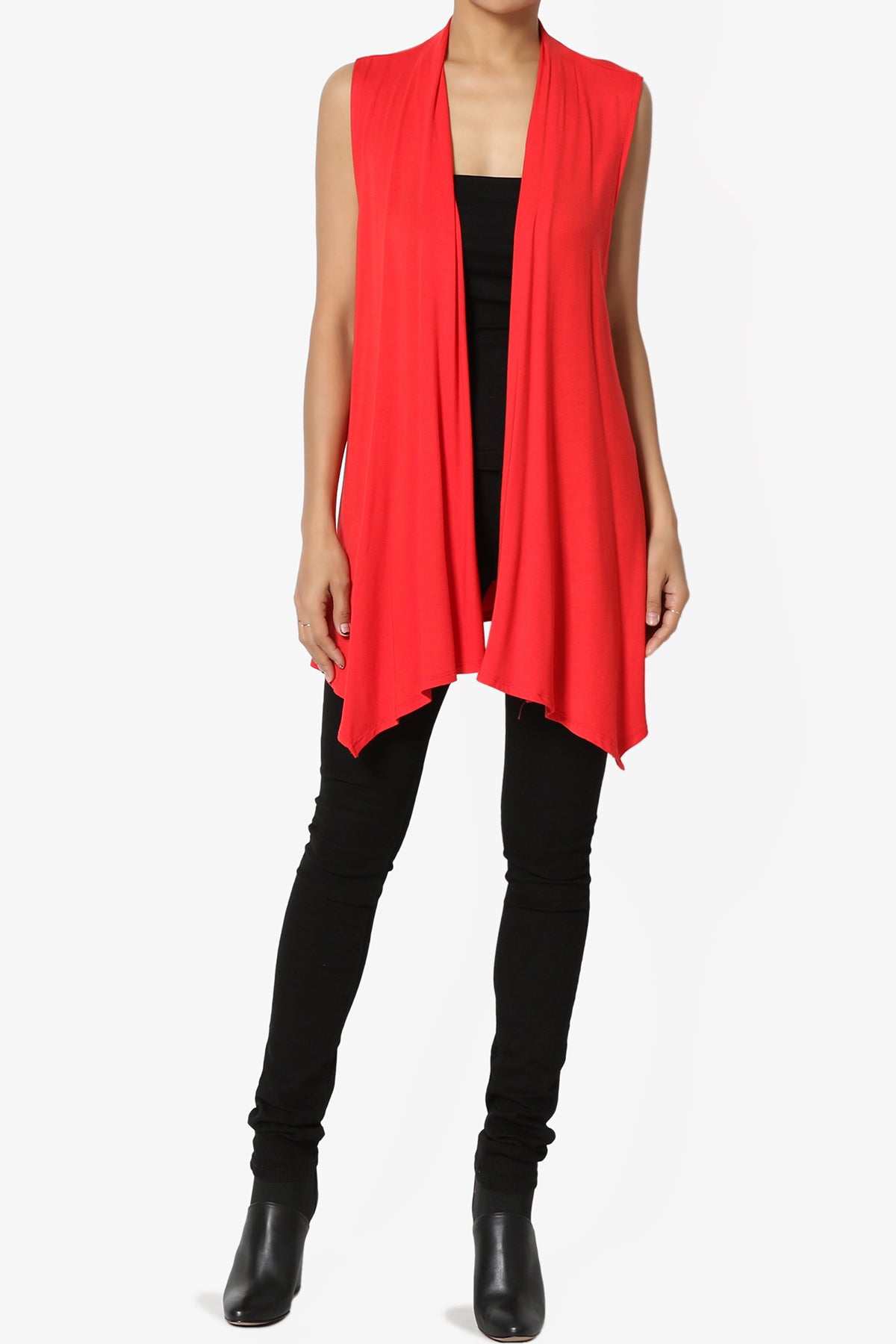 Danna Draped Jersey Vest RED_6