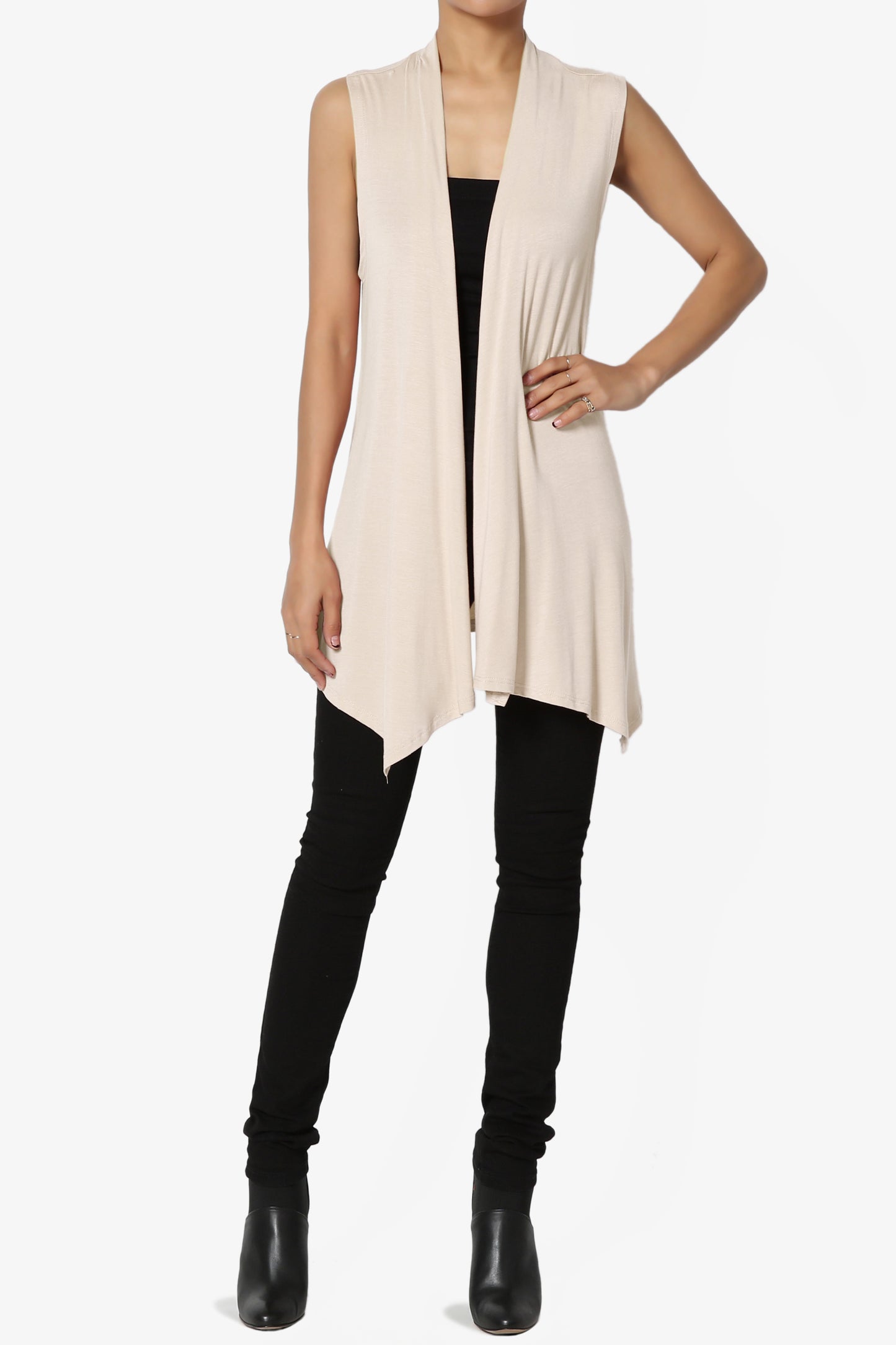 Danna Draped Jersey Vest TAUPE_6