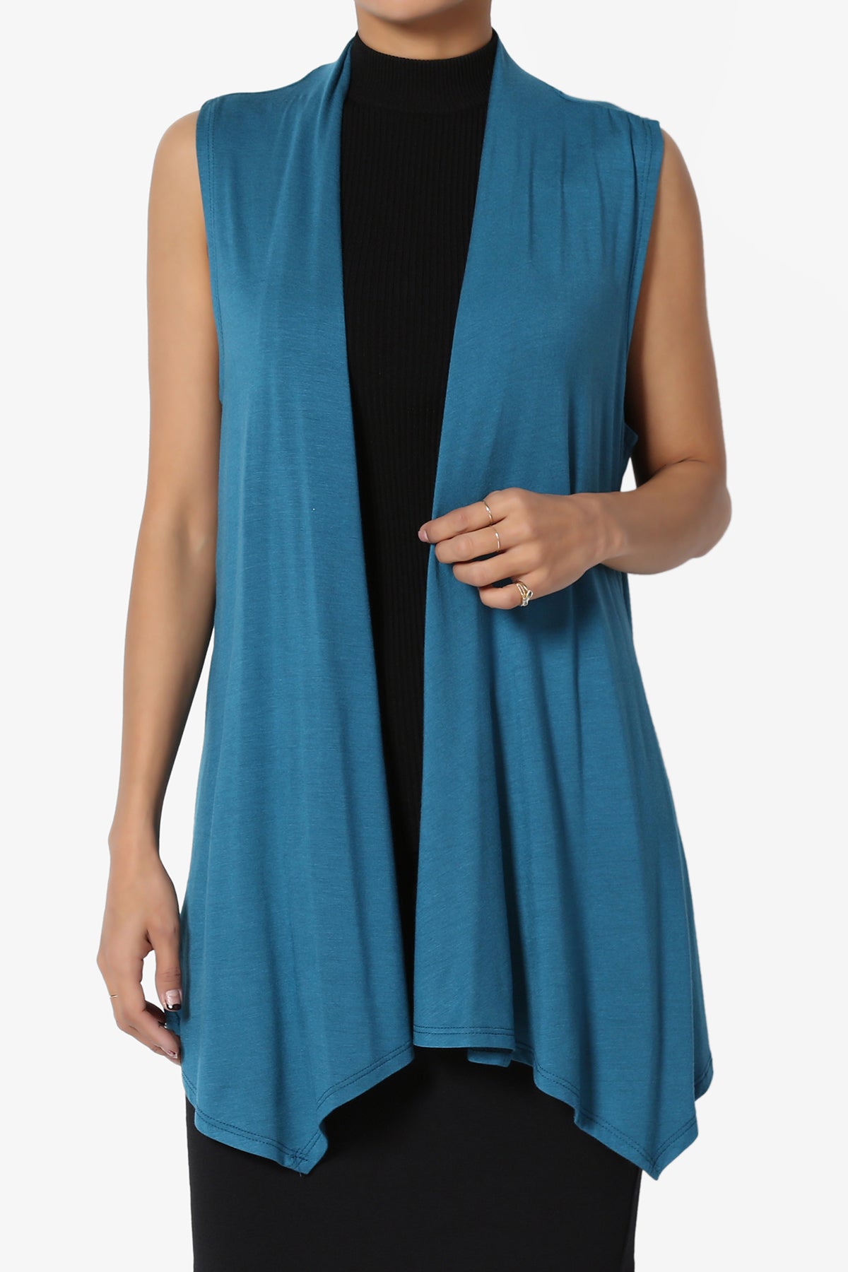 Danna Draped Jersey Vest TEAL_1