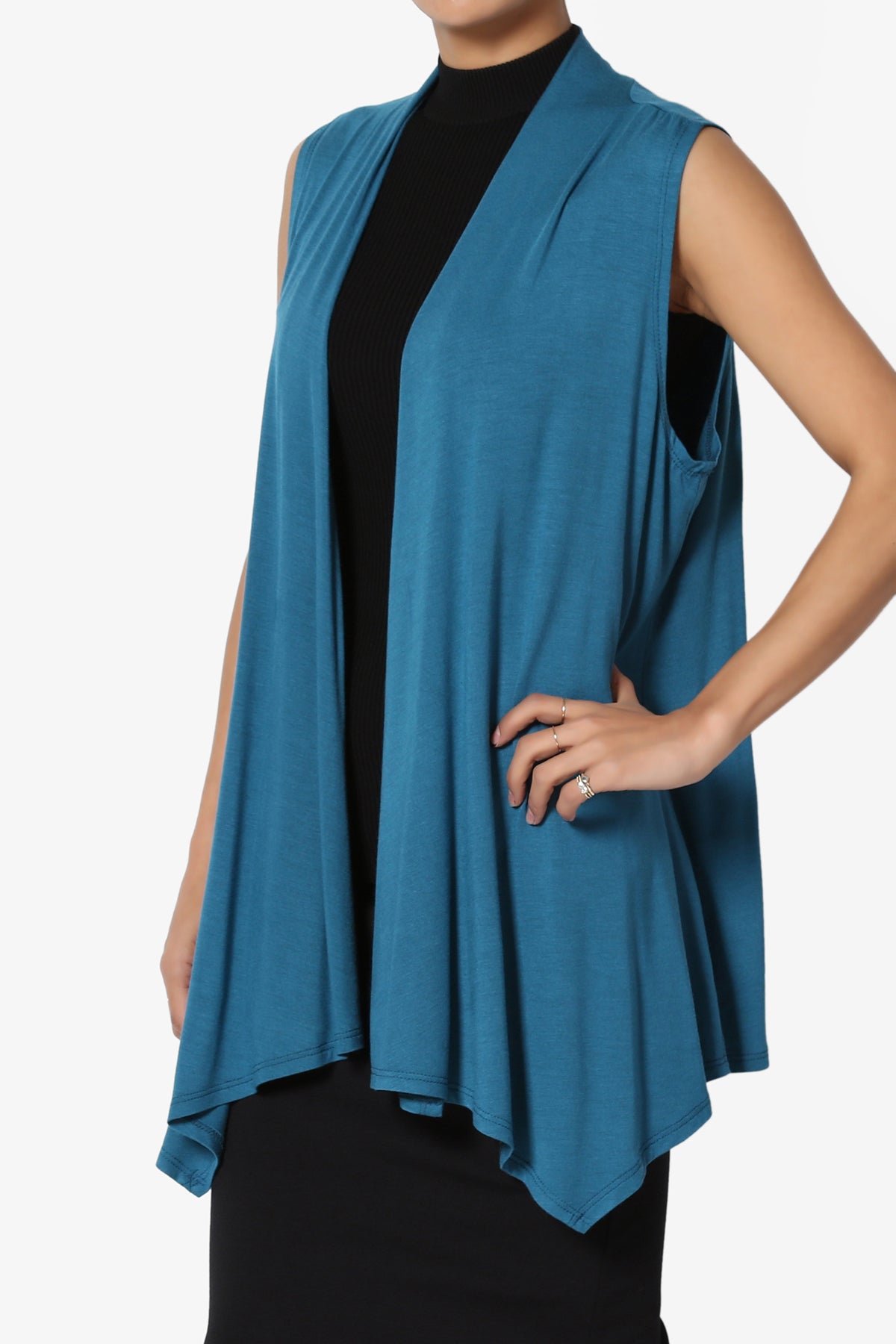 Danna Draped Jersey Vest TEAL_3