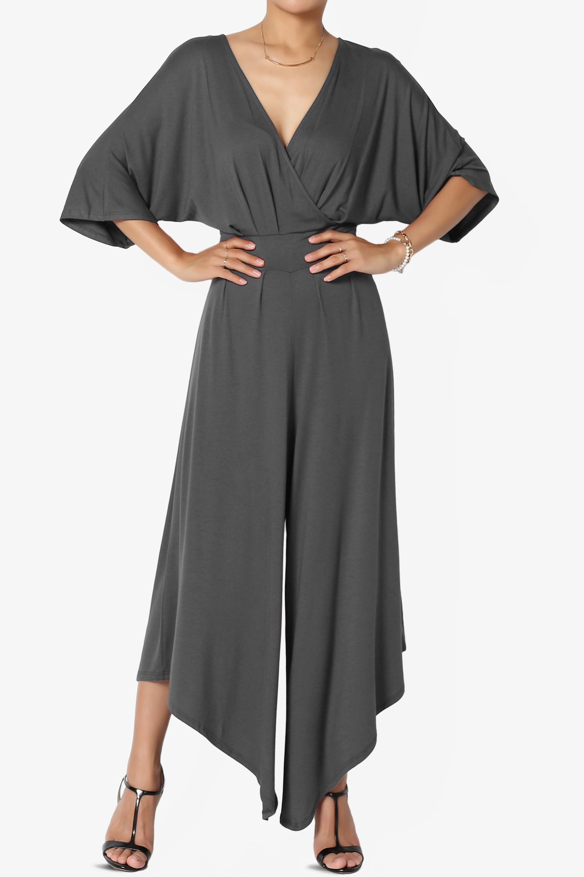 Genie Surplice Wrap Asymmertic Wide Leg Jumpsuit