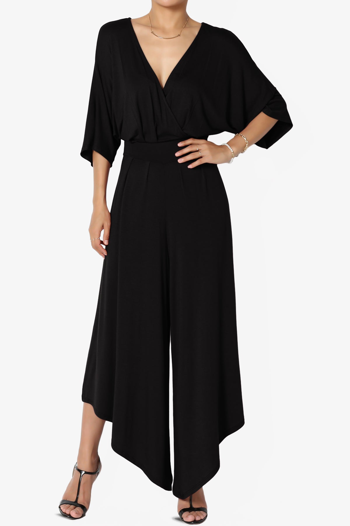 Genie Surplice Wrap Asymmertic Wide Leg Jumpsuit