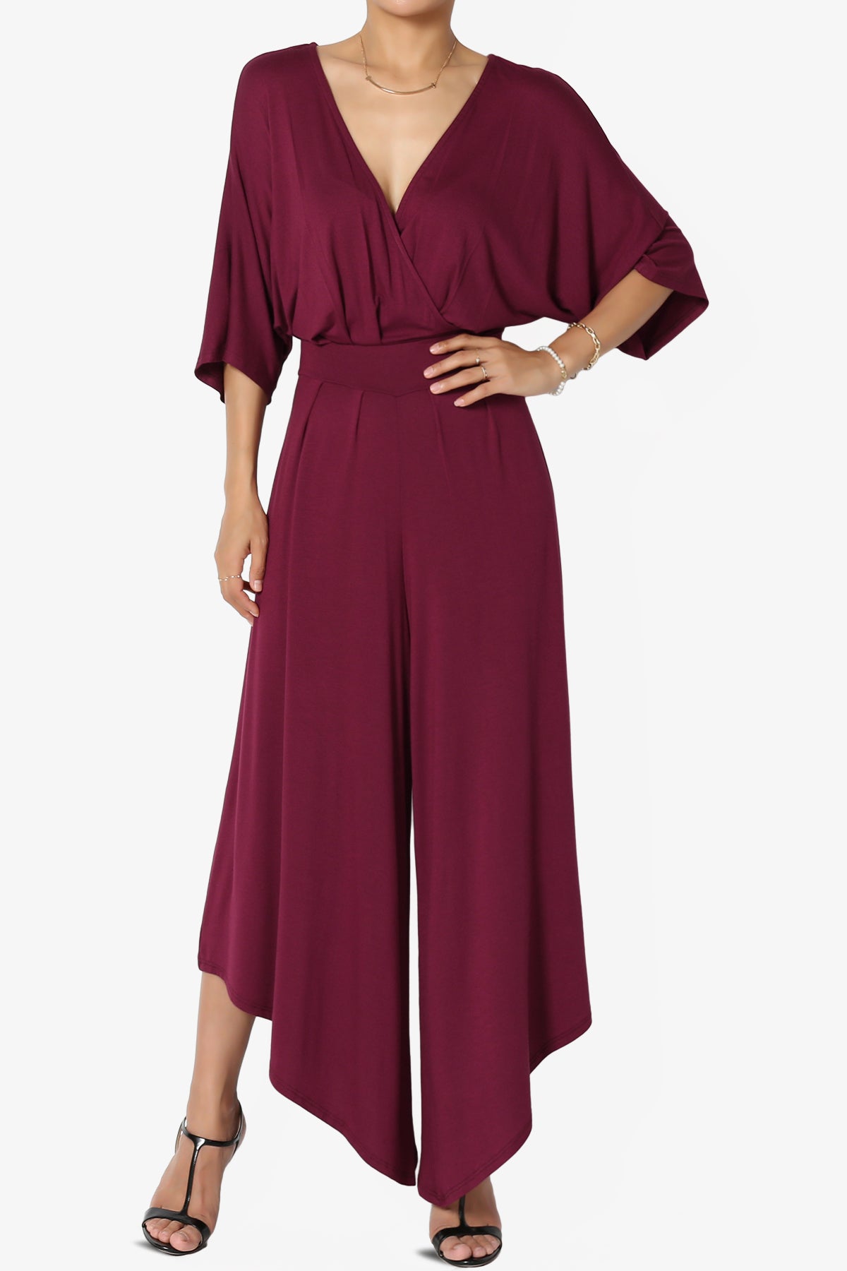 Genie Surplice Wrap Asymmertic Wide Leg Jumpsuit