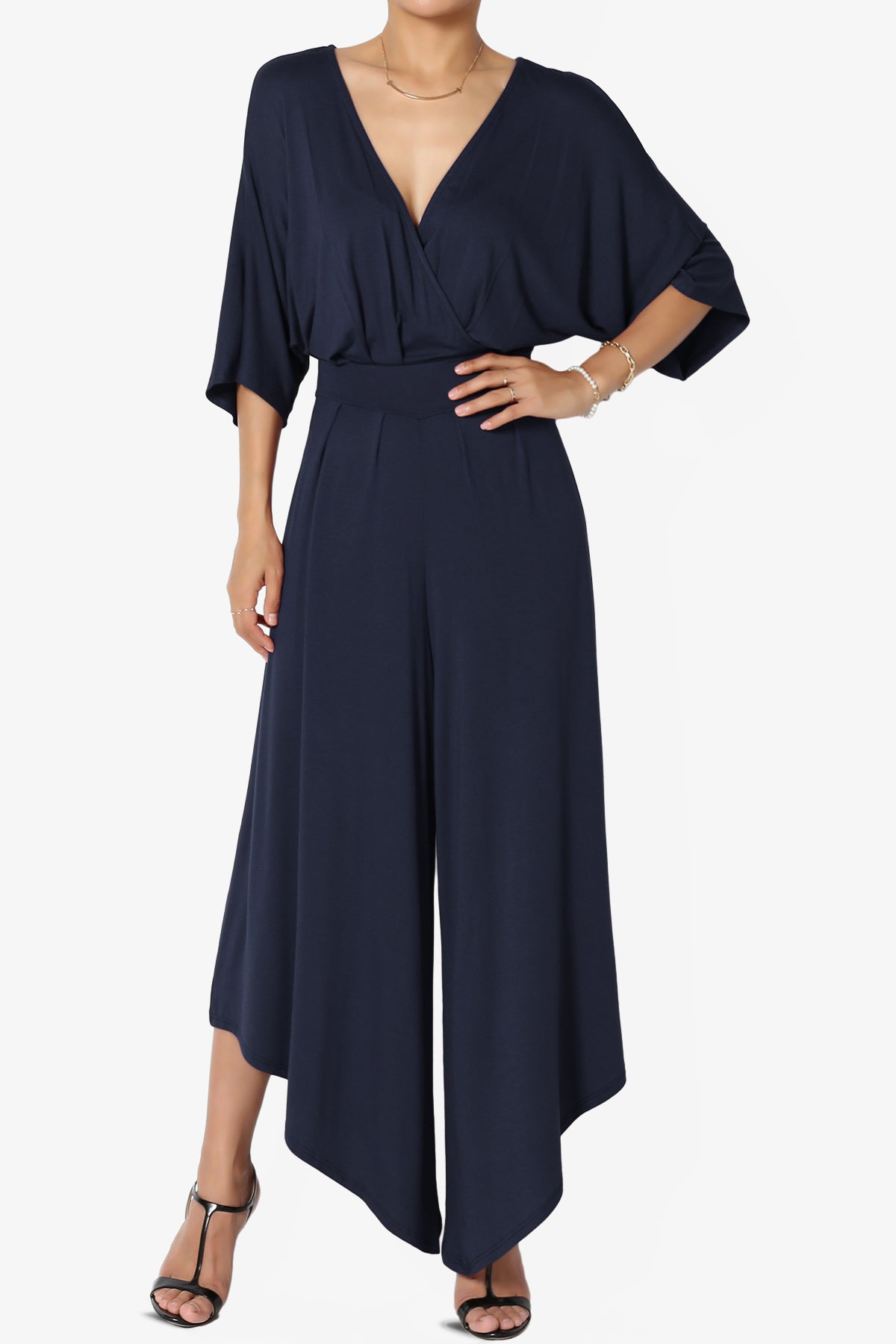 Genie Surplice Wrap Asymmertic Wide Leg Jumpsuit