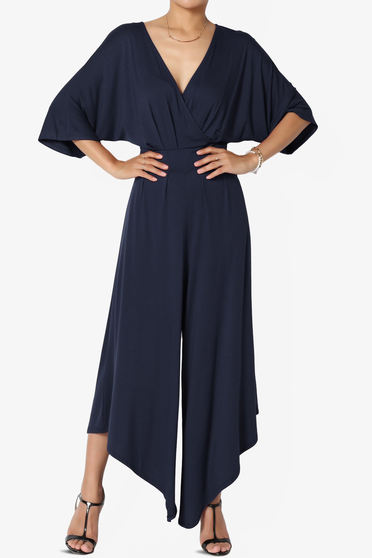 Genie Surplice Wrap Asymmertic Wide Leg Jumpsuit