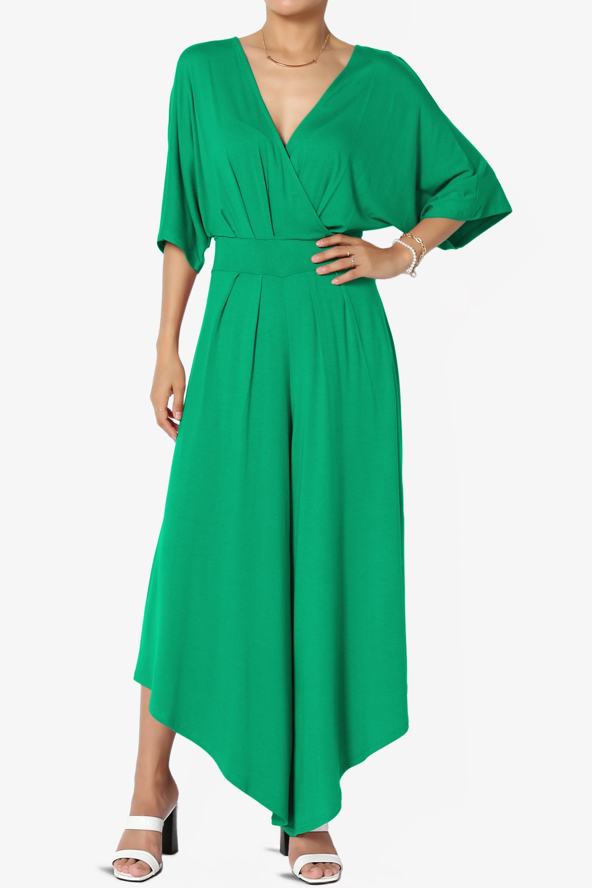 Genie Surplice Wrap Asymmertic Wide Leg Jumpsuit