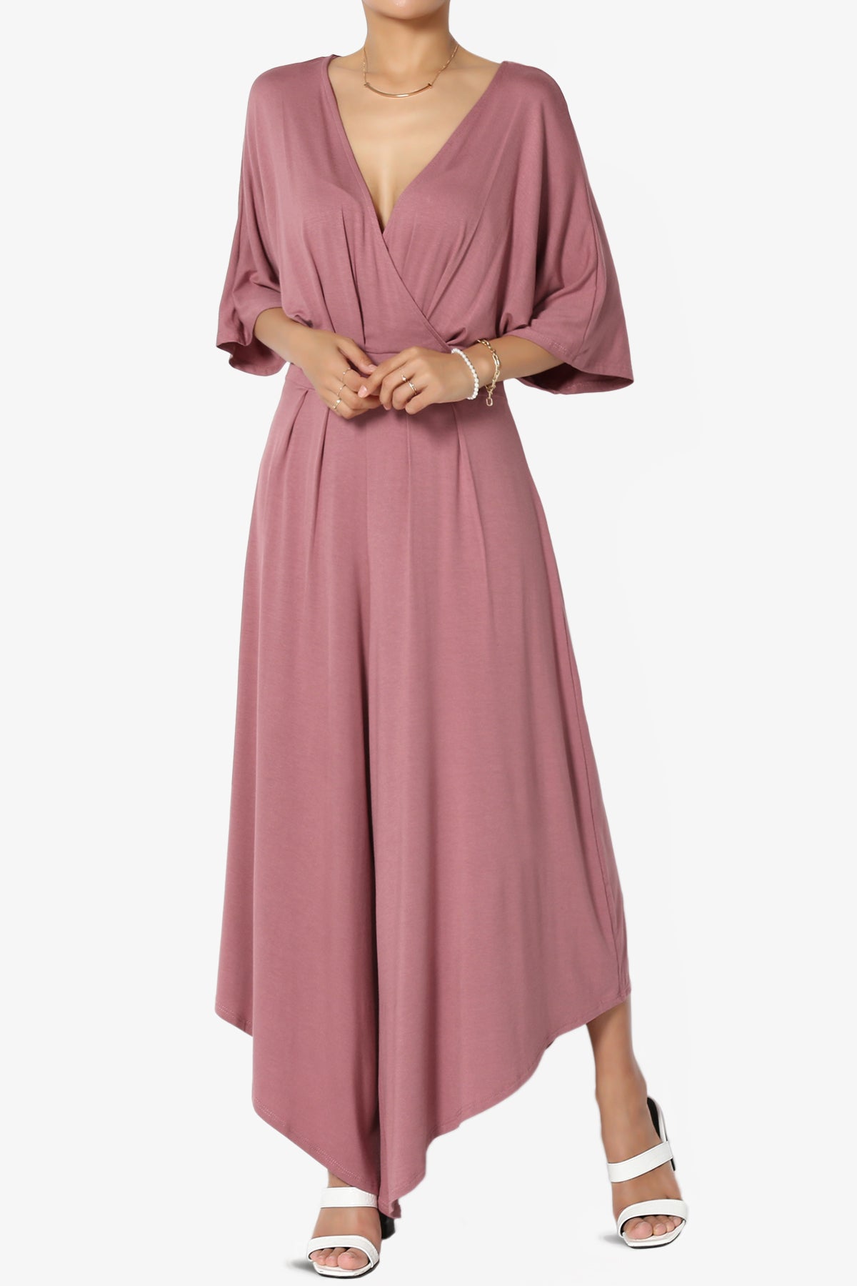 Genie Surplice Wrap Asymmertic Wide Leg Jumpsuit