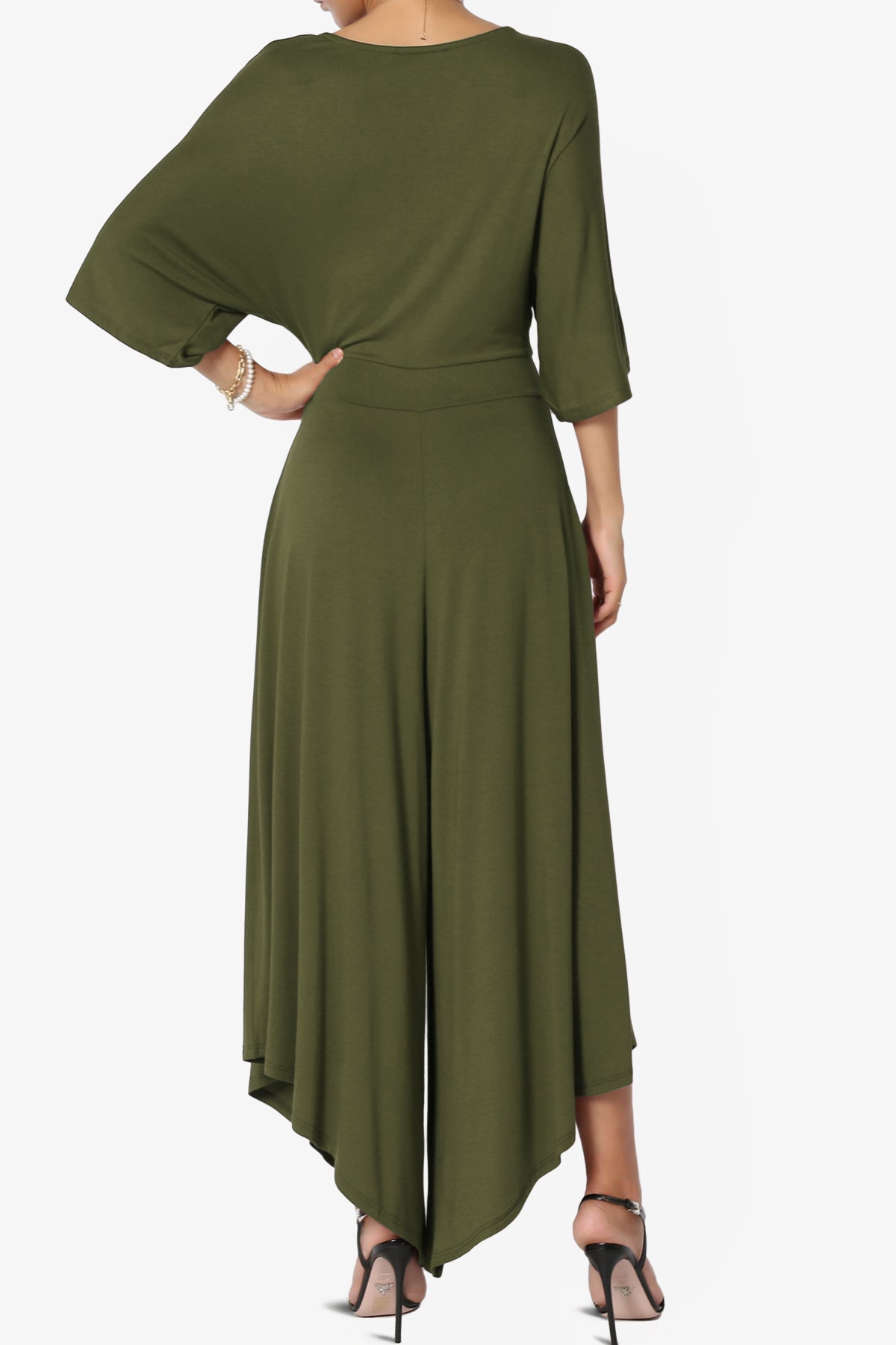 Genie Surplice Wrap Asymmertic Wide Leg Jumpsuit