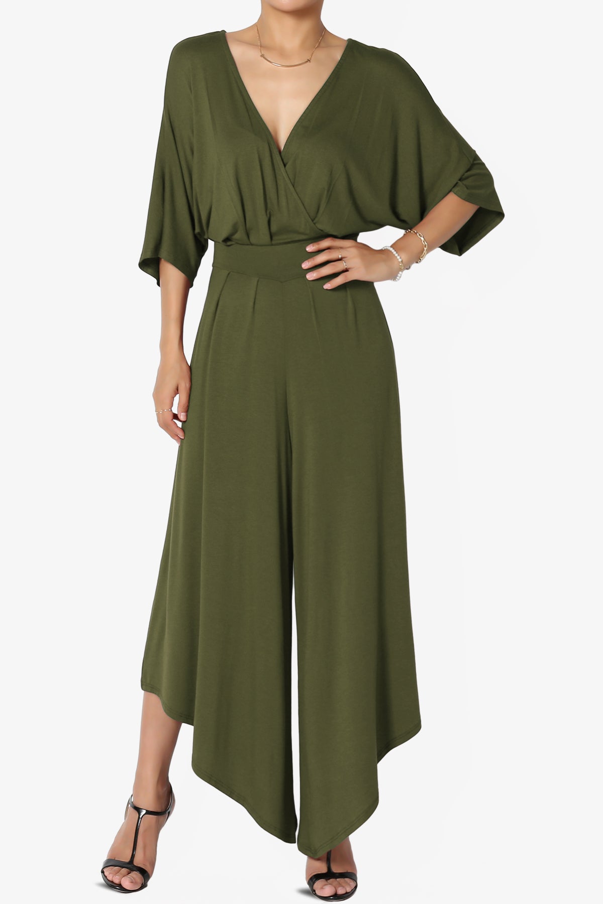 Genie Surplice Wrap Asymmertic Wide Leg Jumpsuit
