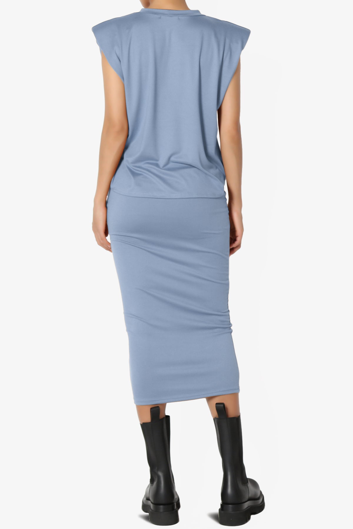 Joey Padded Shoulder Tank Top & Midi Pencil Skirt SET
