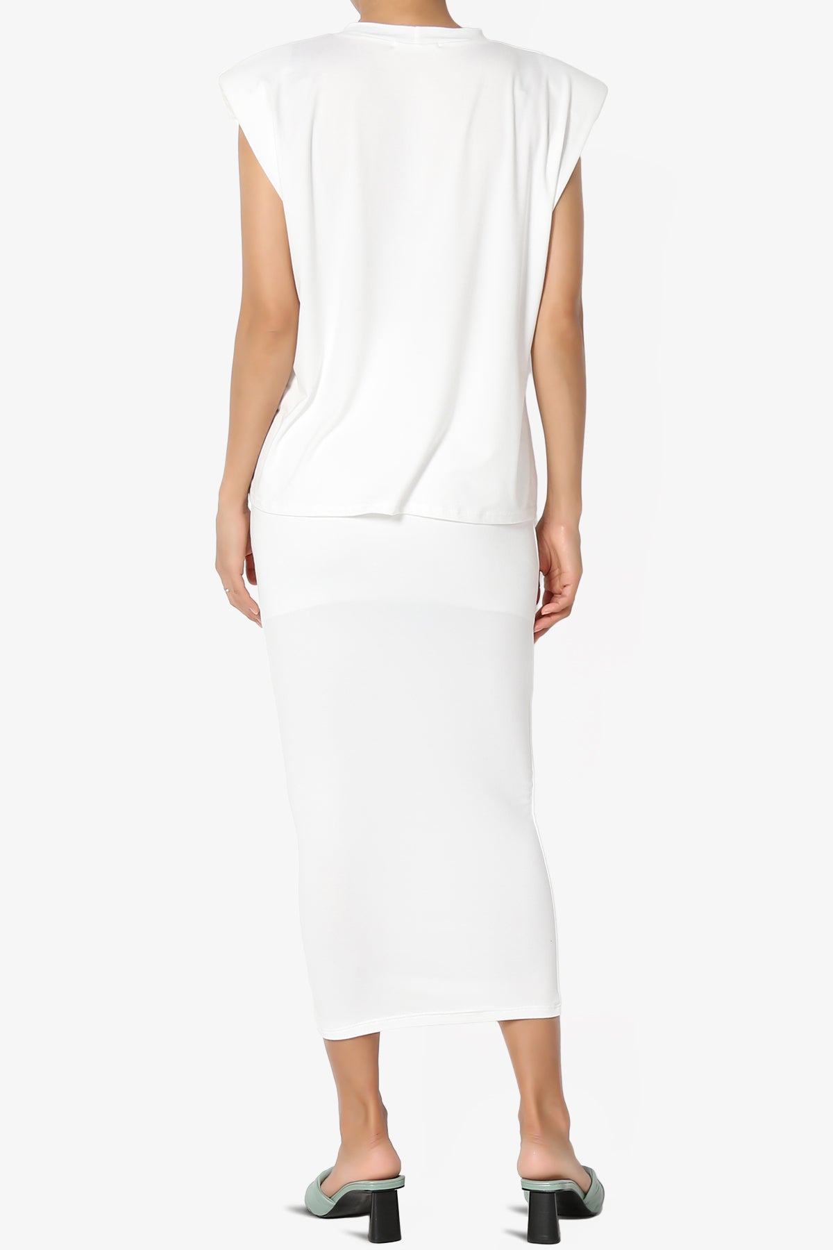 Joey Padded Shoulder Tank Top & Midi Pencil Skirt SET