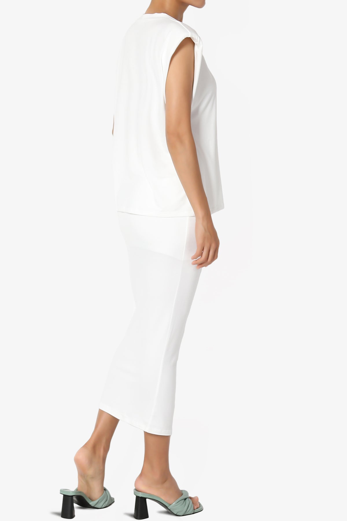 Joey Padded Shoulder Tank Top & Midi Pencil Skirt SET