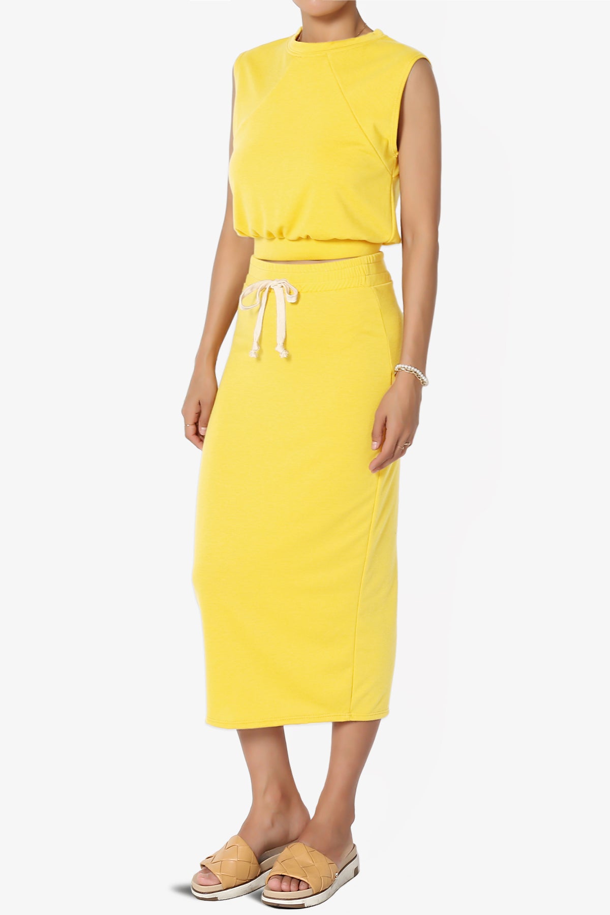 Discreet Crop Tank Top & Midi Skirt SET