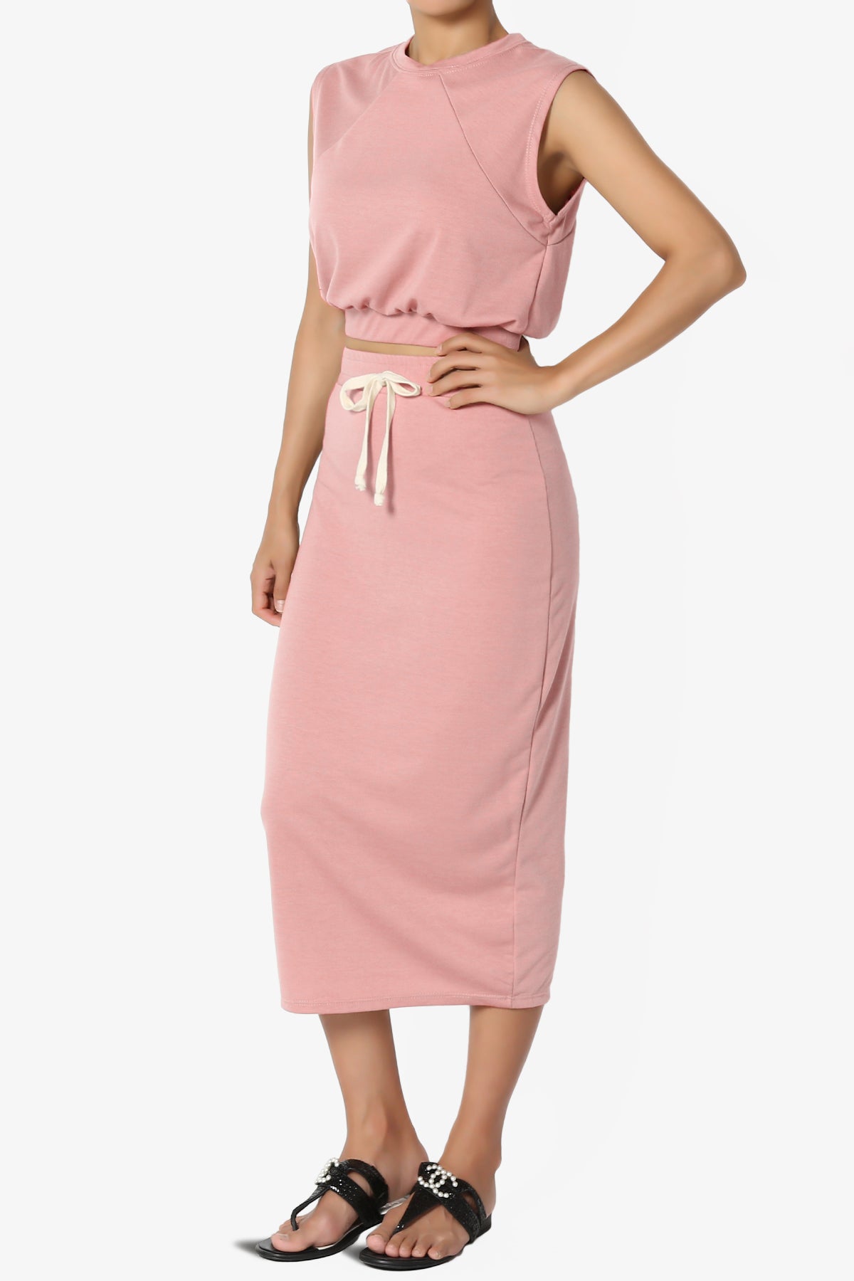Discreet Crop Tank Top & Midi Skirt SET PLUS