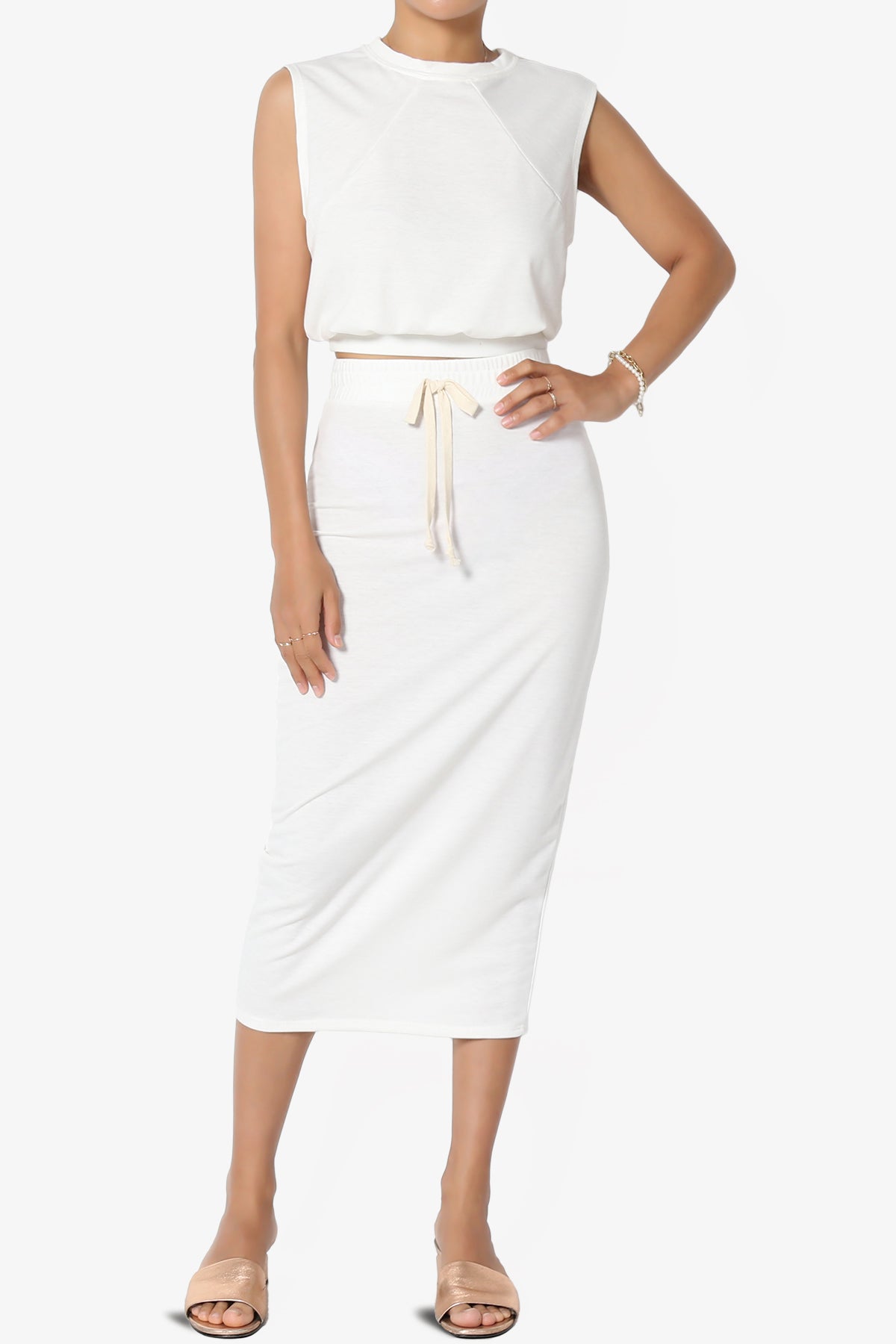 Discreet Crop Tank Top & Midi Skirt SET PLUS